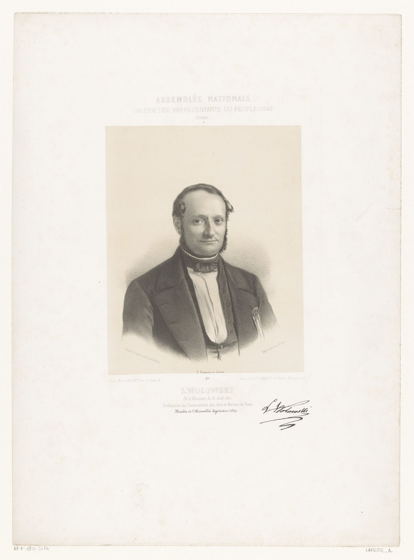 Portret van Louis Wolowski by Jean-Baptiste Adolphe Lafosse