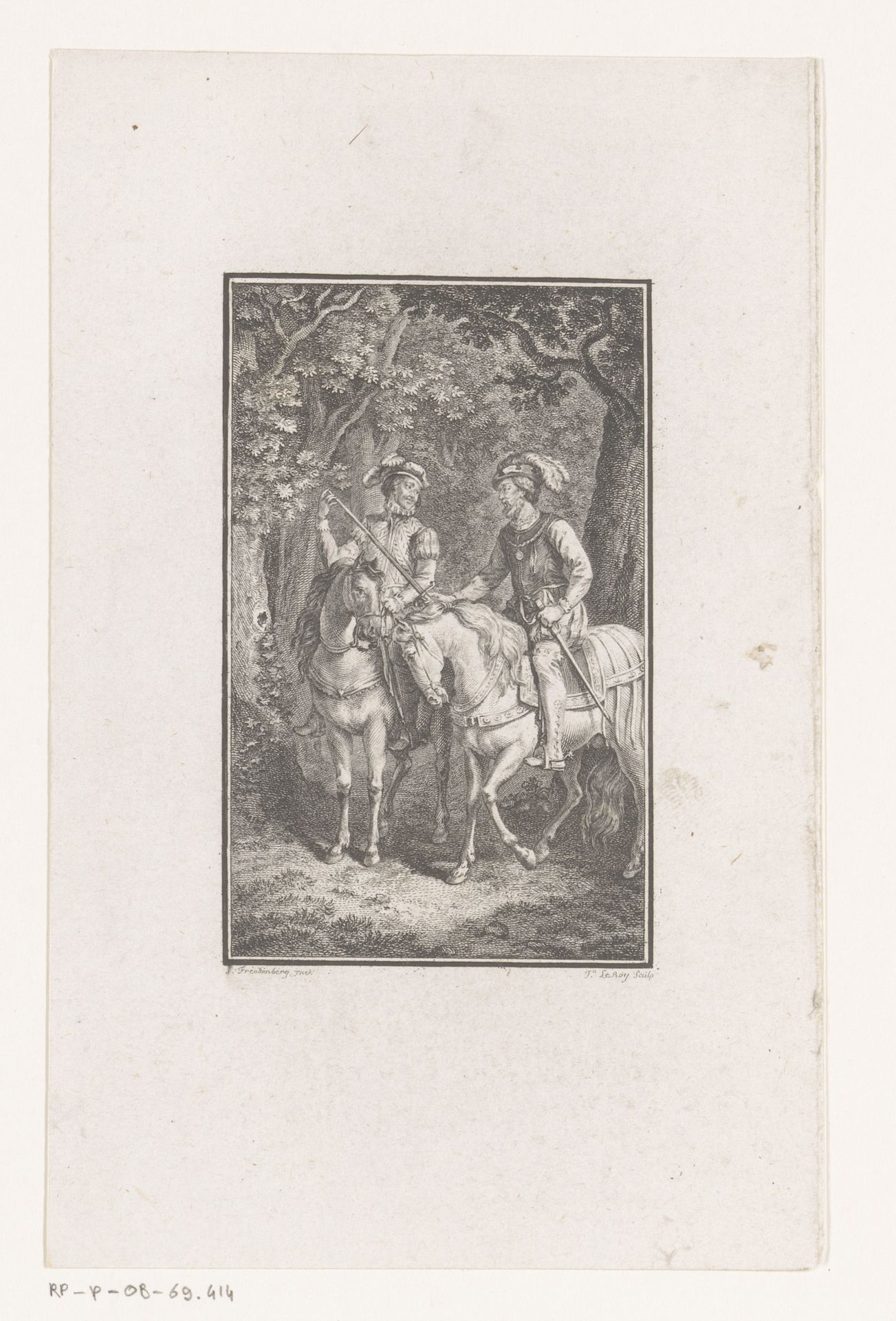 Twee ruiters in bos by Jacques Le Roy