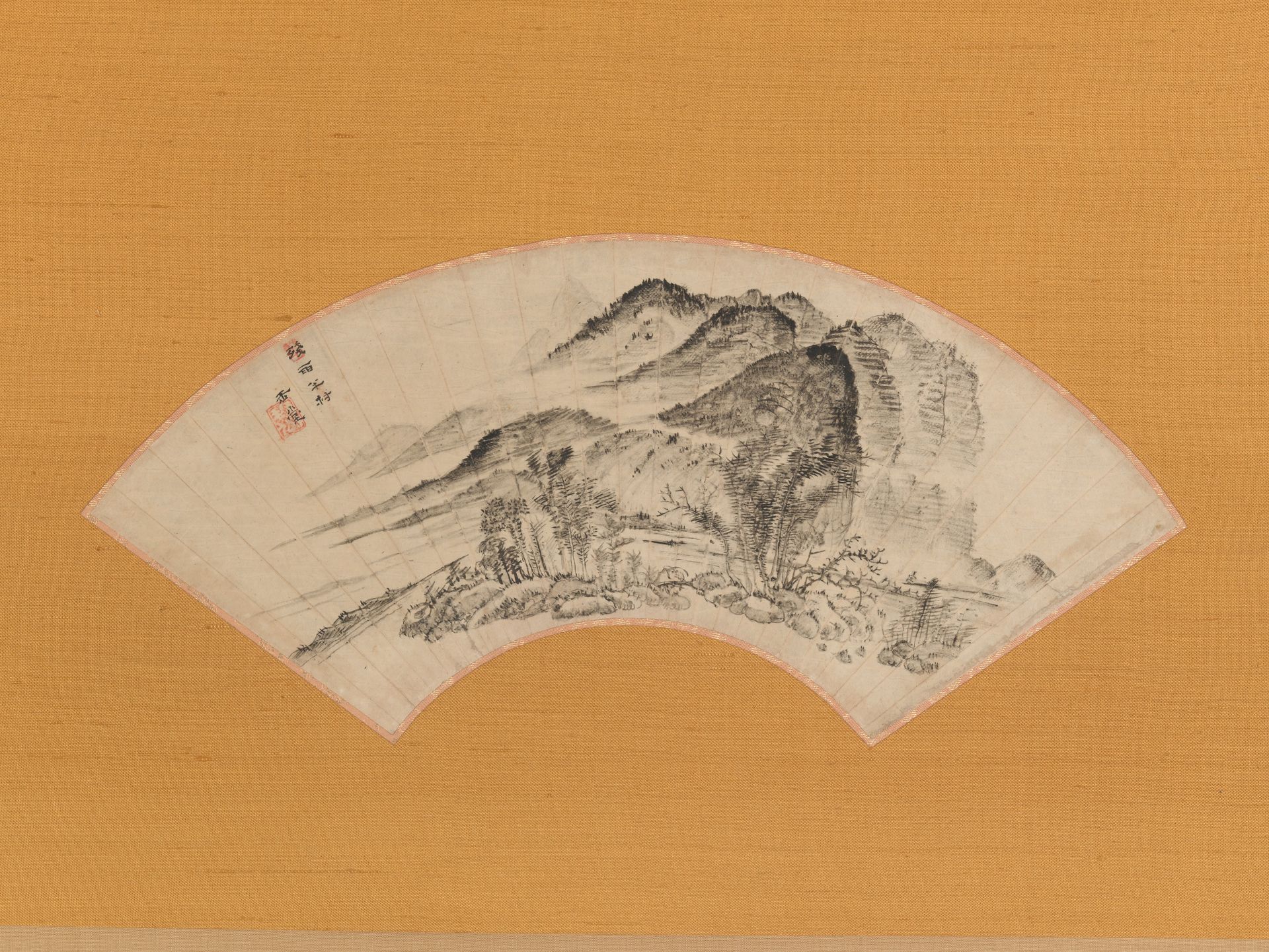 “Lingering Rain over Half the Village” by Urakami (Uragami) Gyokudō 浦上玉堂
