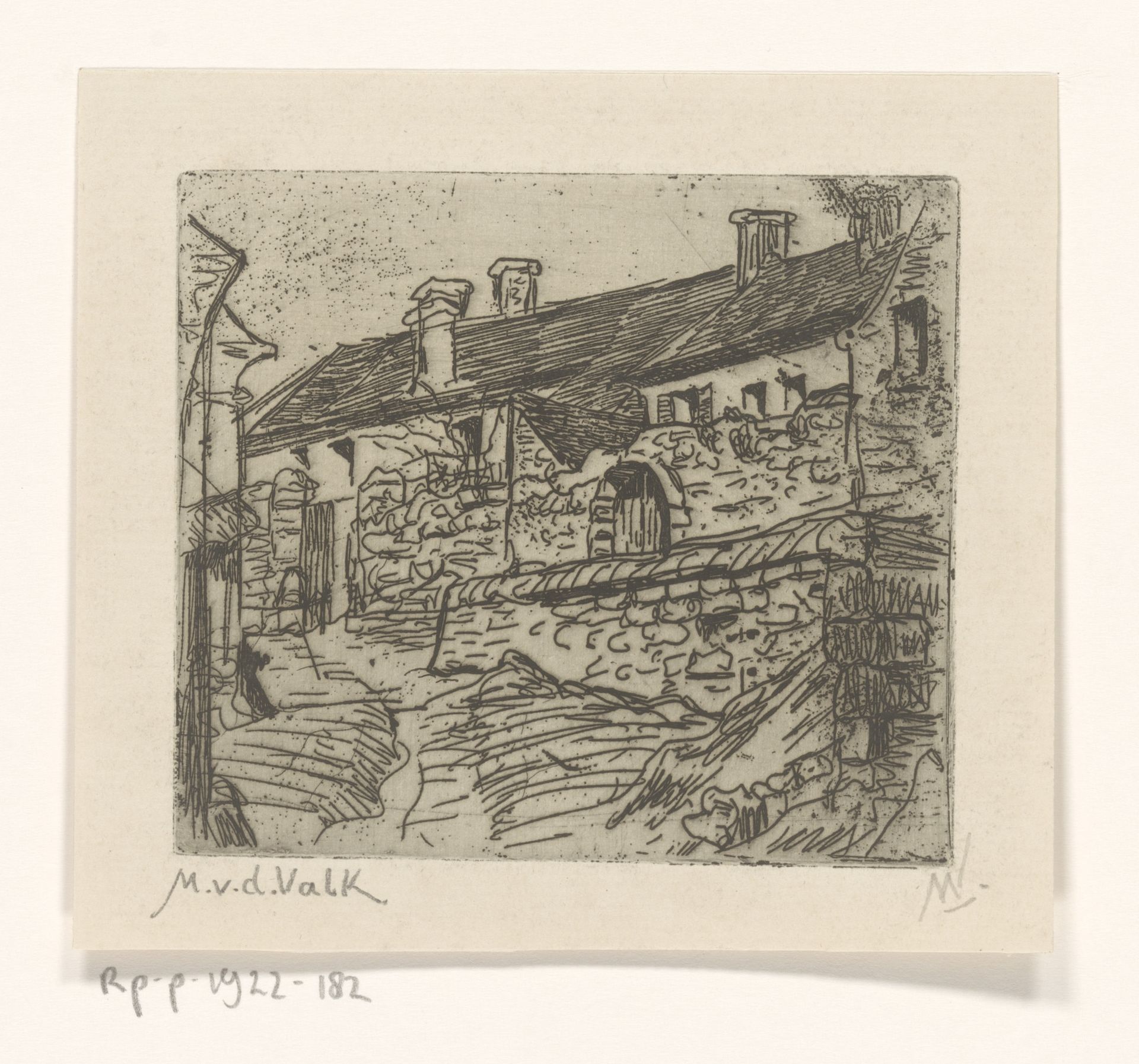 Twee huizen op een heuvel by Maurits van der Valk