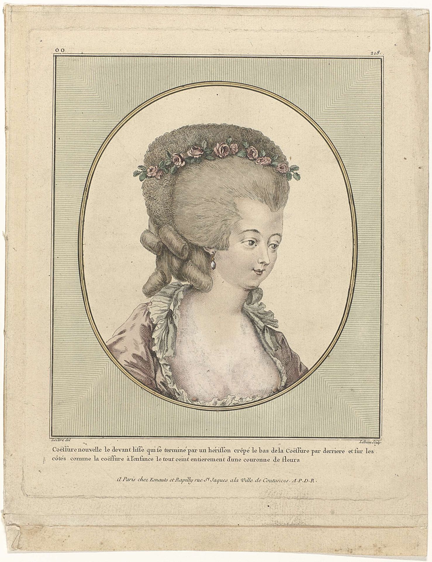 Gallerie des Modes et Costumes Français, 1781, oo 218 : Coeffure Nouvelle le devant (...) by Pierre Adrien Le Beau