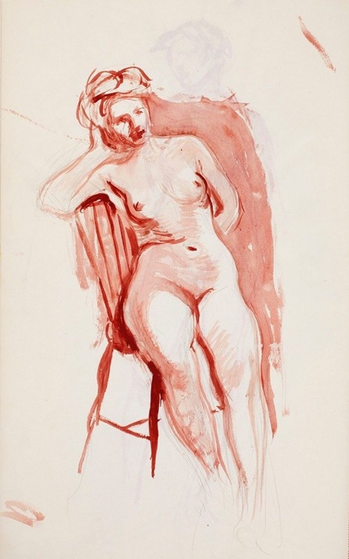 Istuva alaston malli by Magnus Enckell