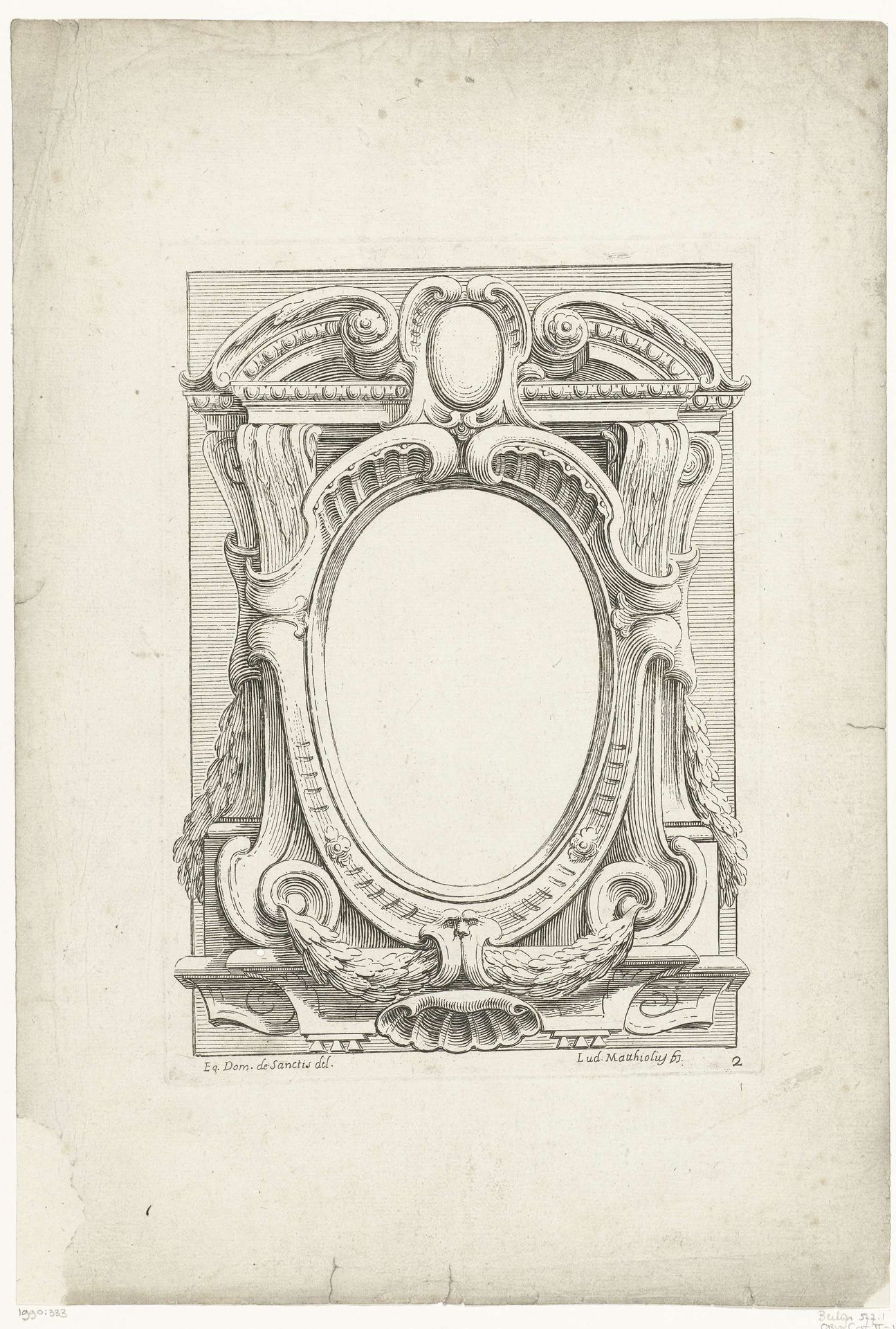 Cartouche met rechtopstaand ovaal compartiment by Lodovico Mattioli