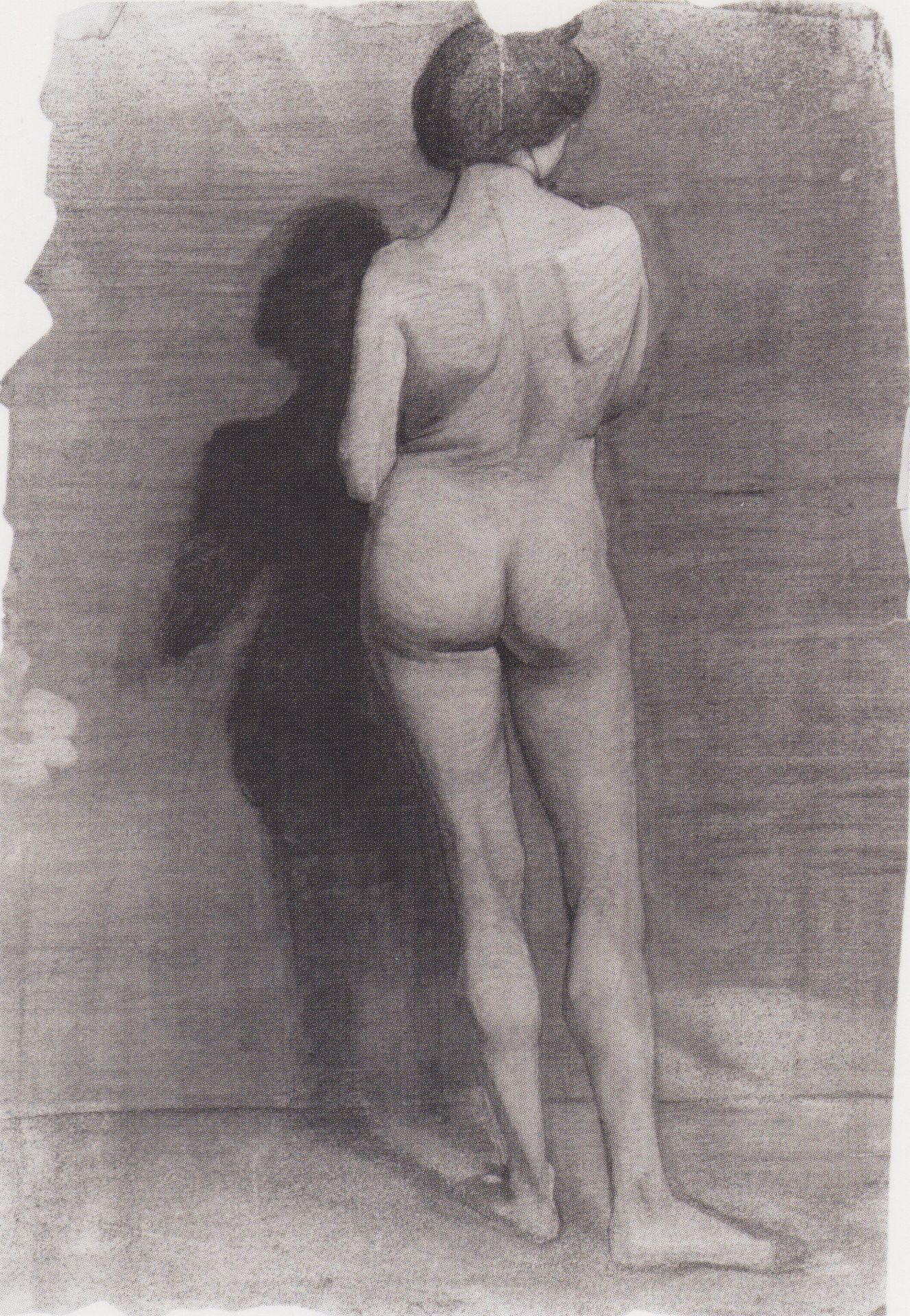 Standing female nude, against a dark wall by Paula Modersohn-Becker