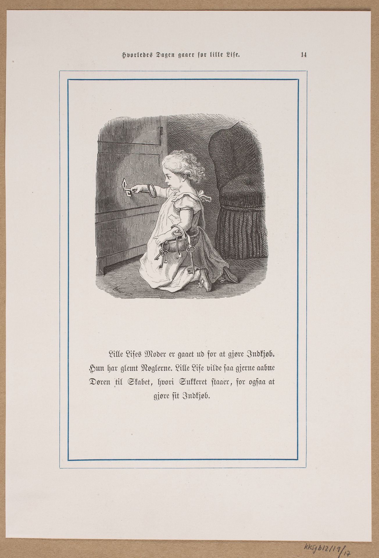 Illustration til "Hvorledes Dagen gaaer for Lille Lise" by Lorenz Frølich