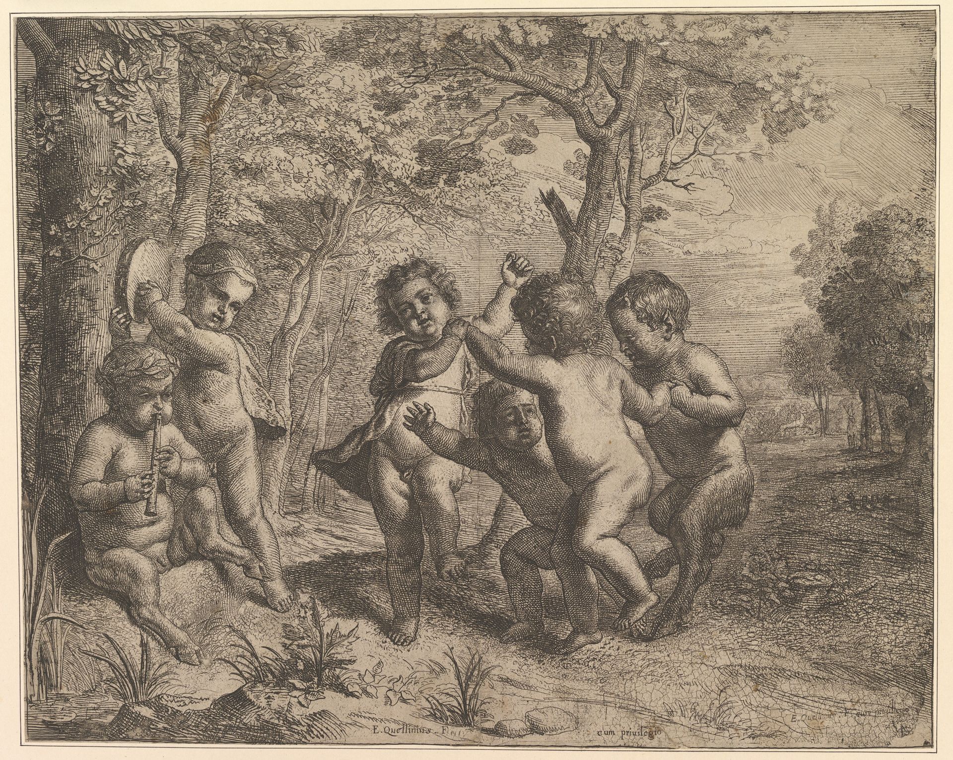 Four Dancing Children (Bacchantes) and Two Making Music by Erasmus Quellinus