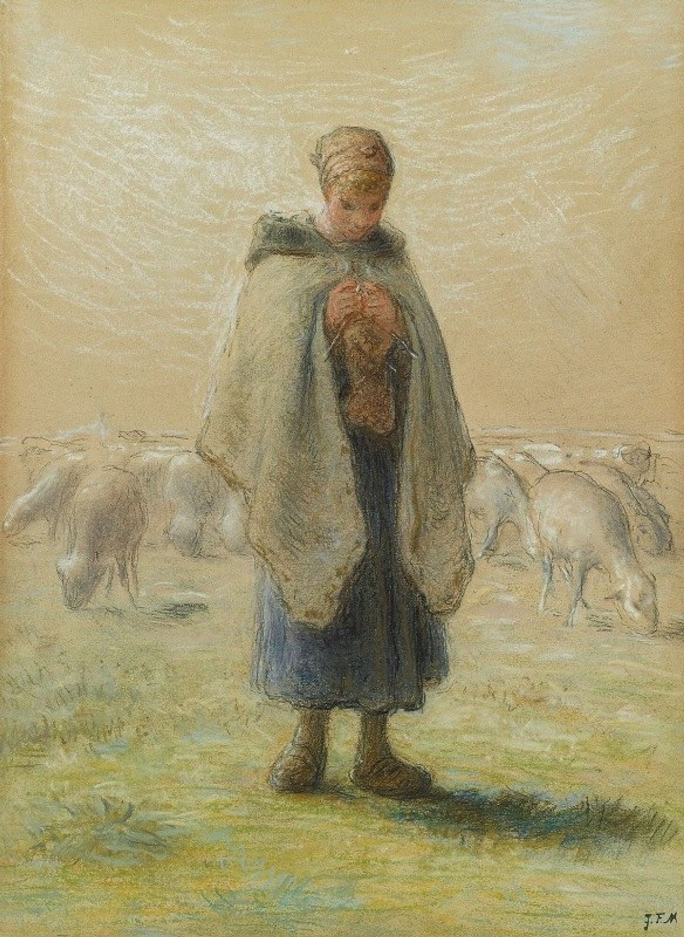 Petite bergère tricotant by Jean-François Millet