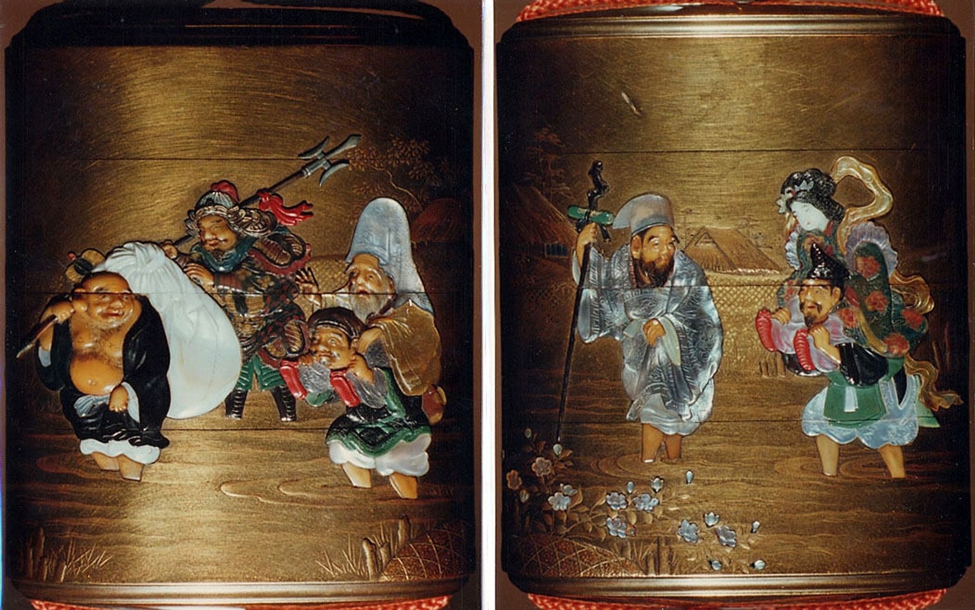 Case (Inrō) with Design of the Seven Gods of Good Fortune Fording a River by Nakayama Komin