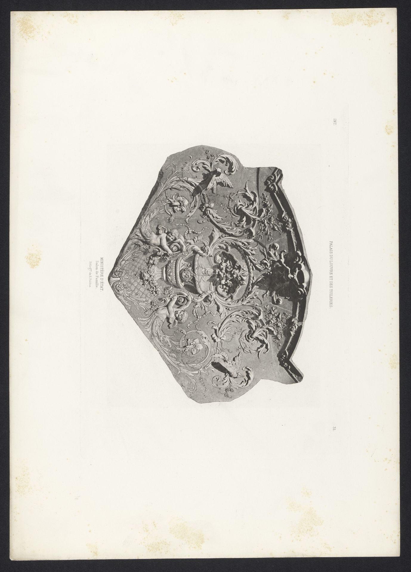 Fotoreproductie van een tekening, voorstellende een plafond (vermoedelijk) in het Palais des Tuileries te Parijs by Edouard Baldus