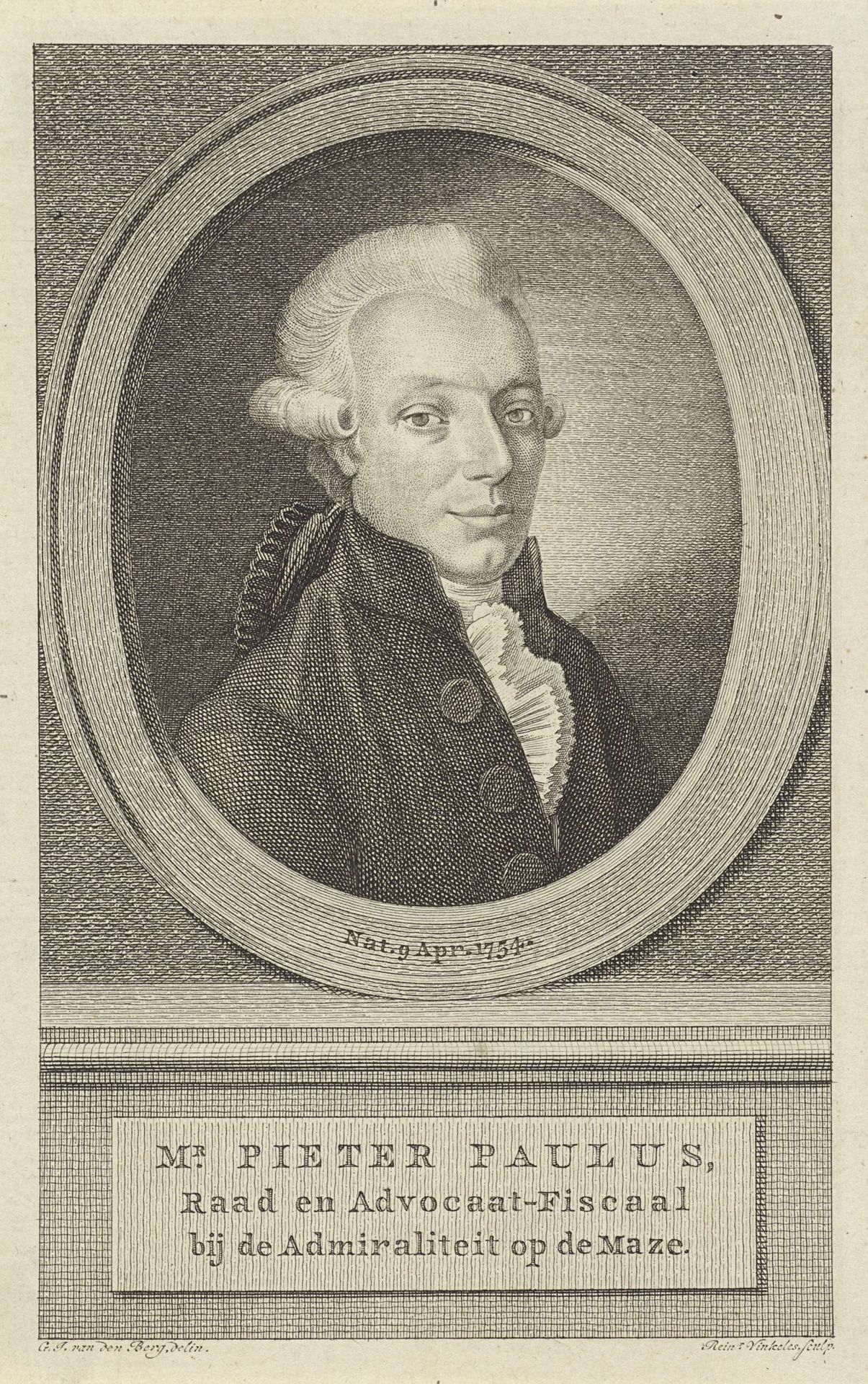 Portret van Pieter Paulus by Reinier Vinkeles