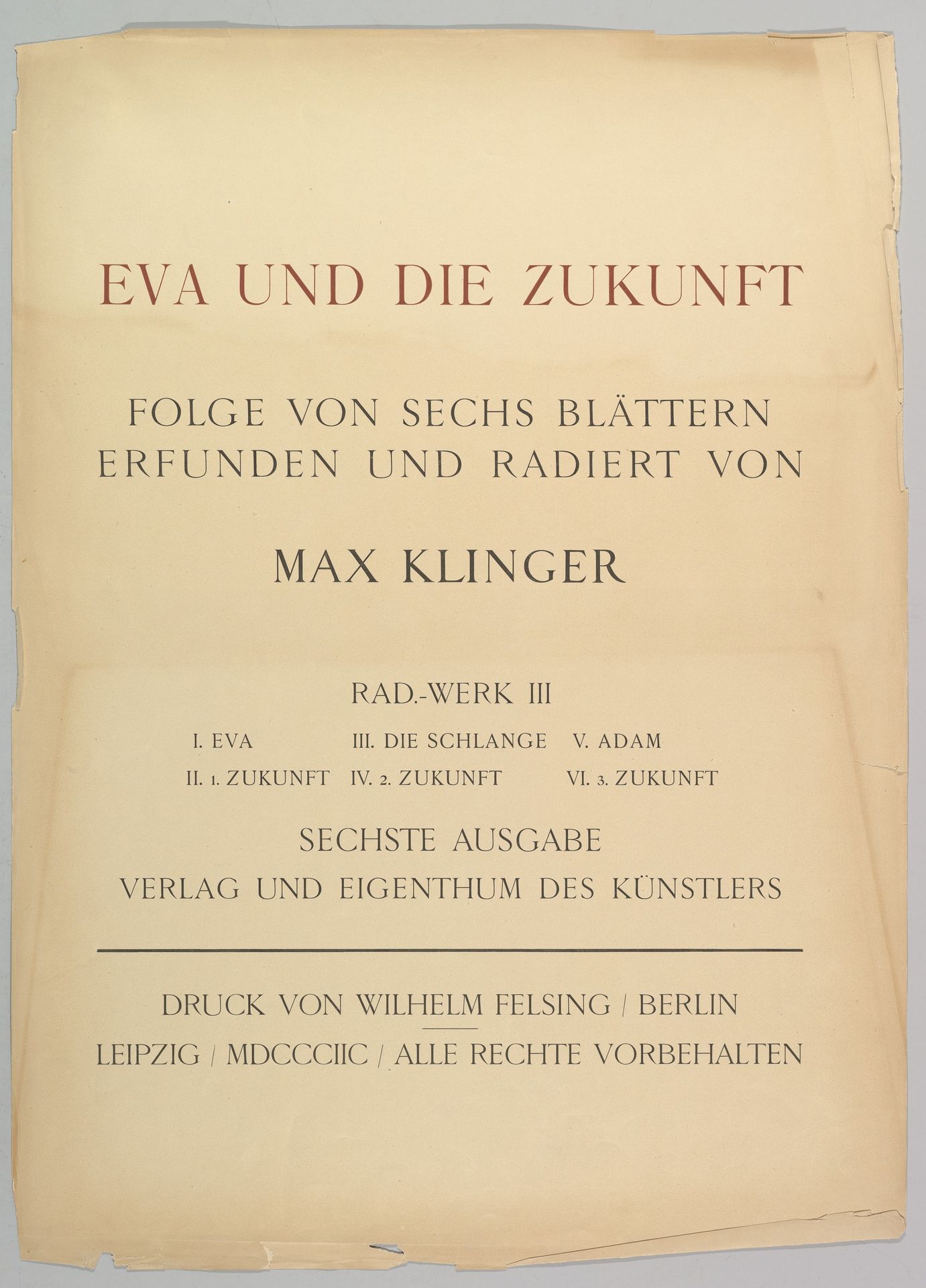 Title Page from Eva und die Zukunft (Rad.-Werk  III) by Max Klinger