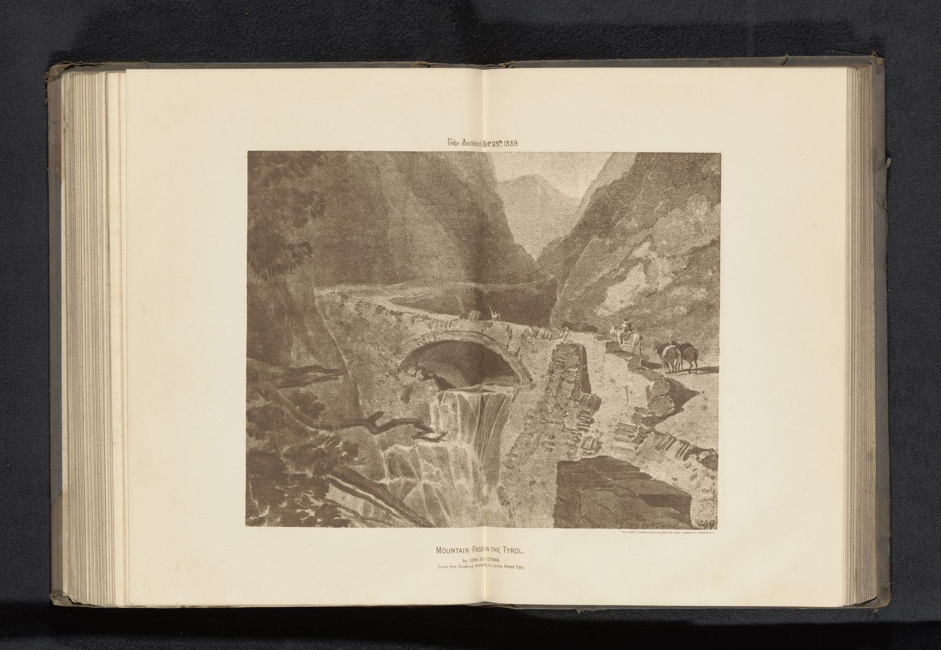 Reproductie van een tekening van een bergpas in Tirol door John Sell Cotman by Sprague & Co.