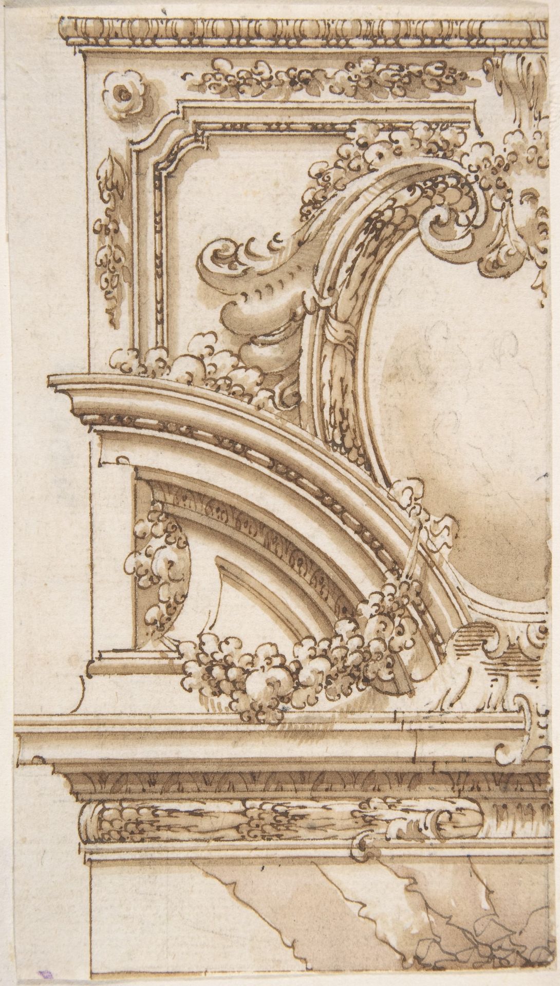 Designs for an Overdoor Decoration (recto);  Various Sketches (verso) by Anonymous