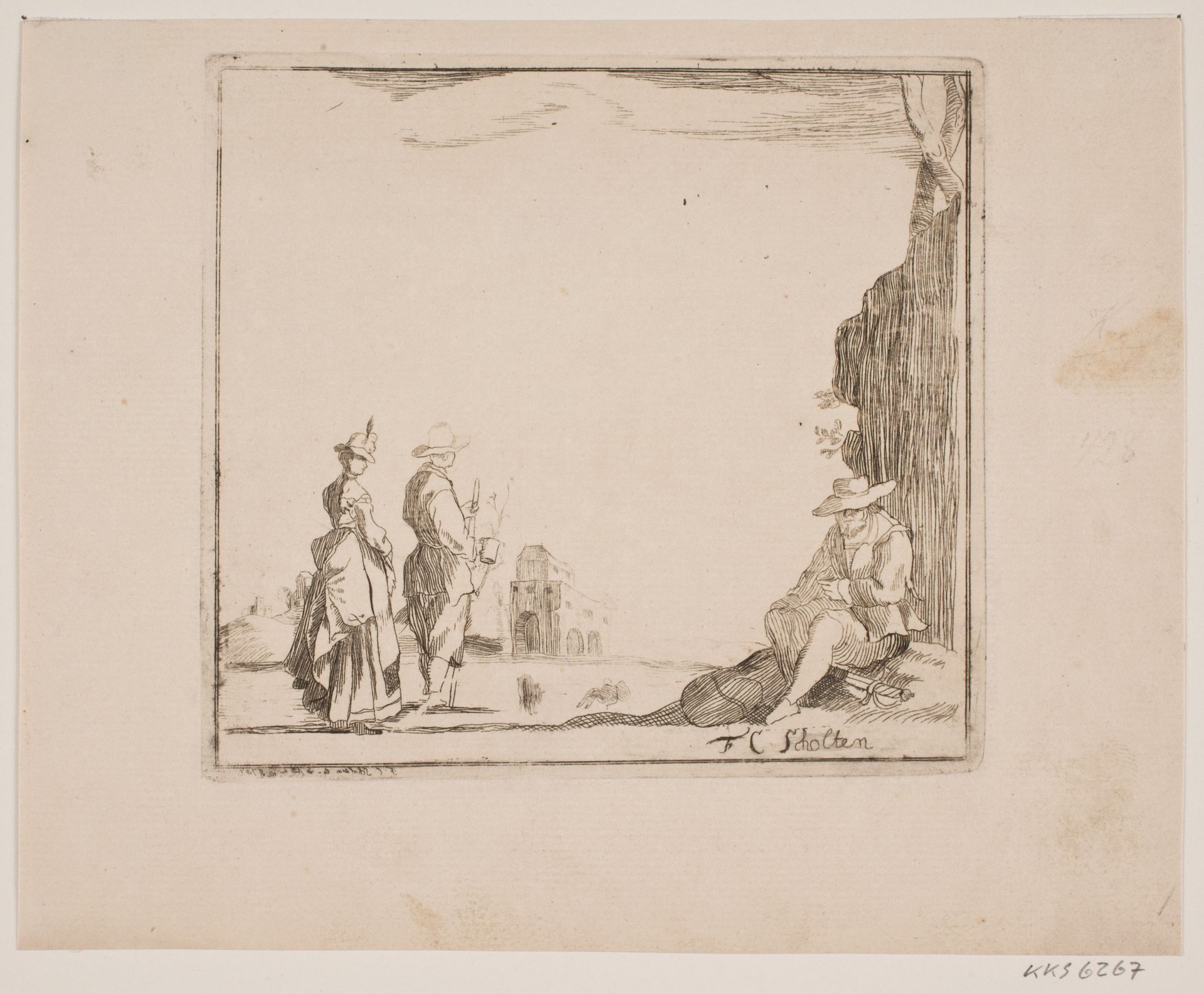 Landskab med figurer by F.C. Scholten