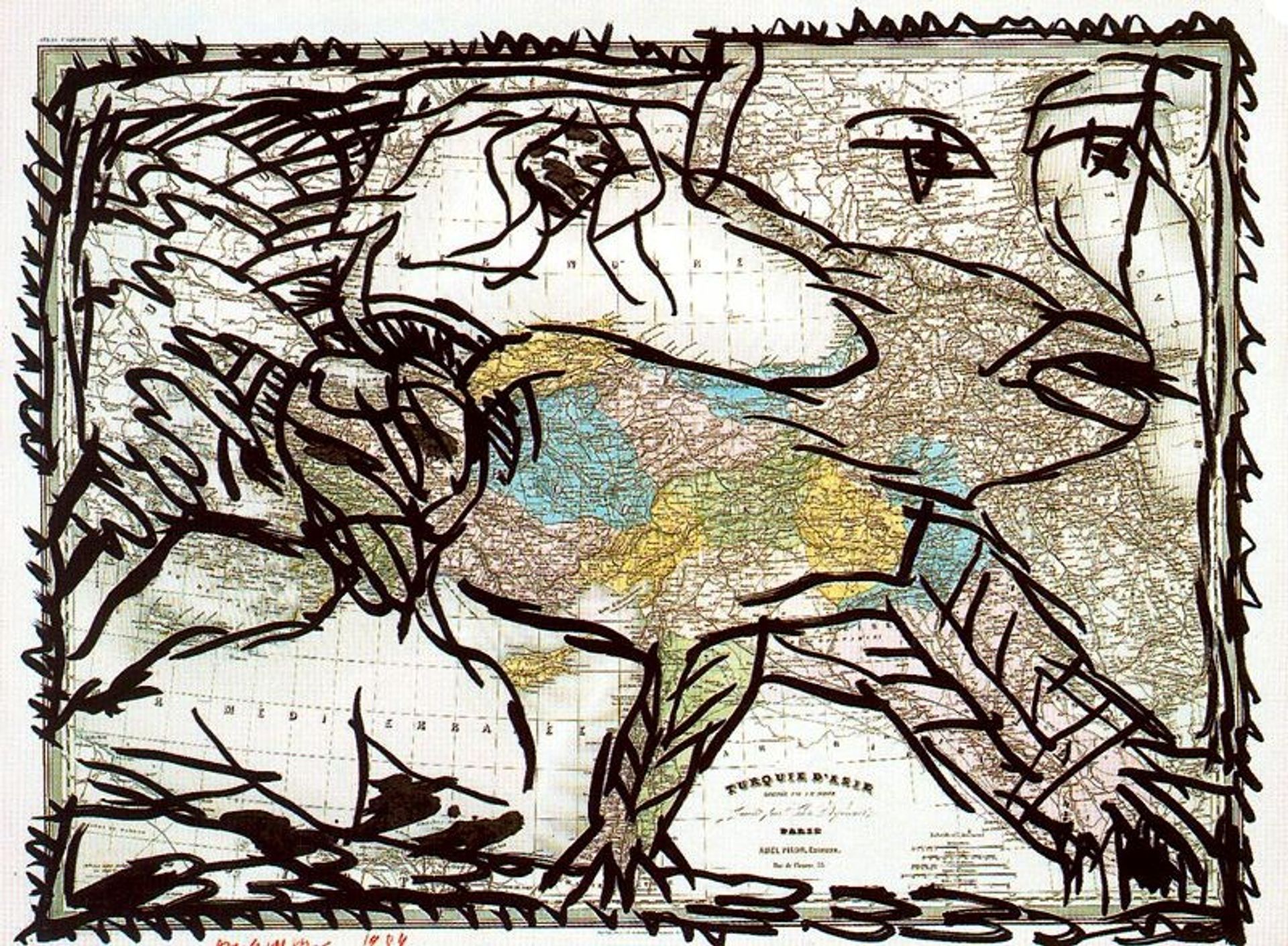 Page of the universal atlas, IV. Turkey in Asia by Pierre Alechinsky