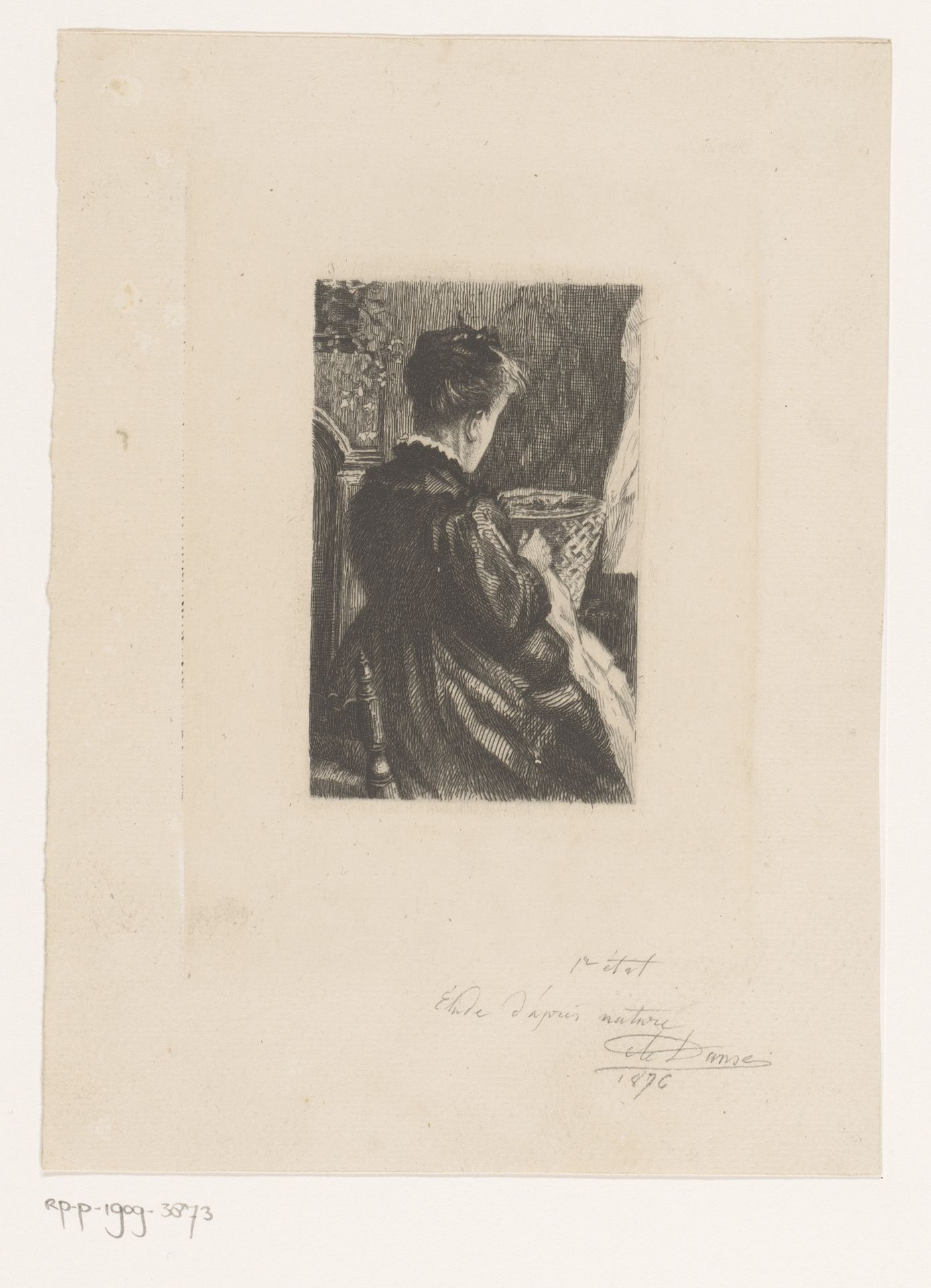 Handwerkende dame by Auguste Danse