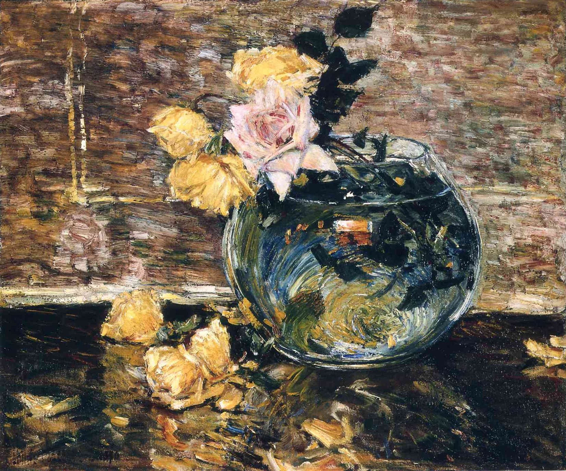 Roses in a Vase by Childe Hassam
