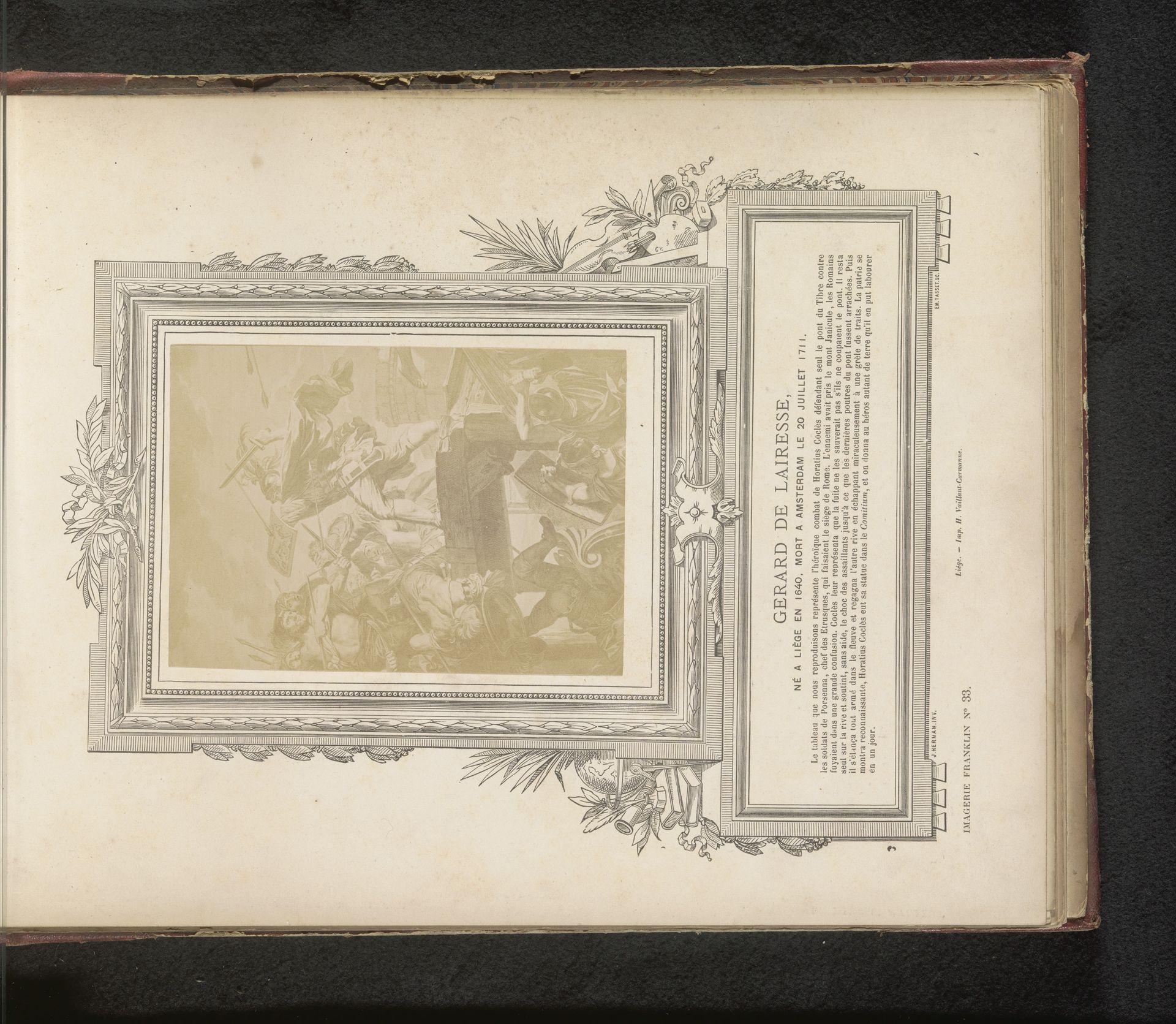Fotoreproductie van een prent van Horatius Cocles die zich verdedigt op een brug door Pieter Tanjé by Anonymous