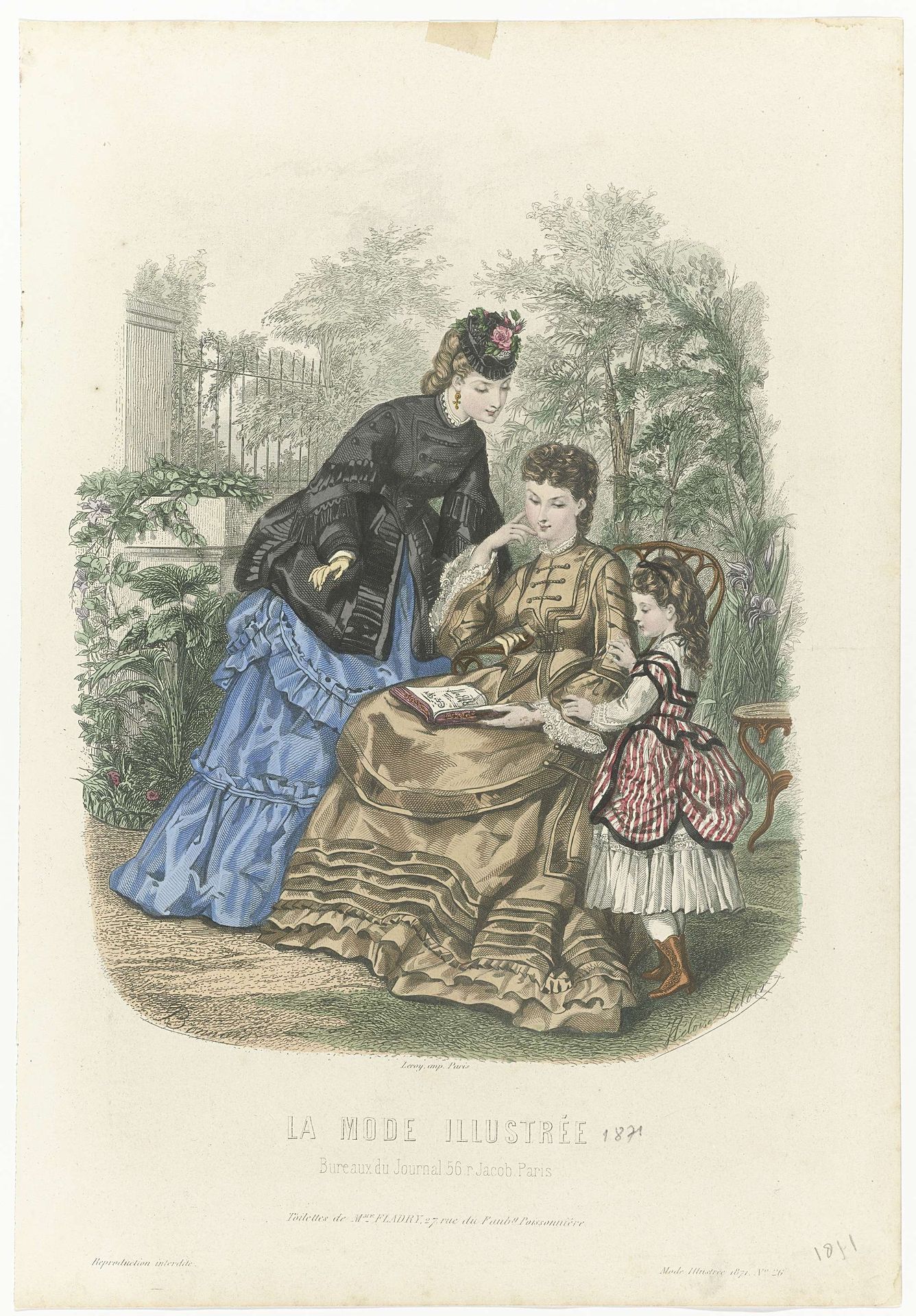 La Mode Illustrée, 1871, No. 26: Toilettes de Mme Fladry (...) by J. Bonnard