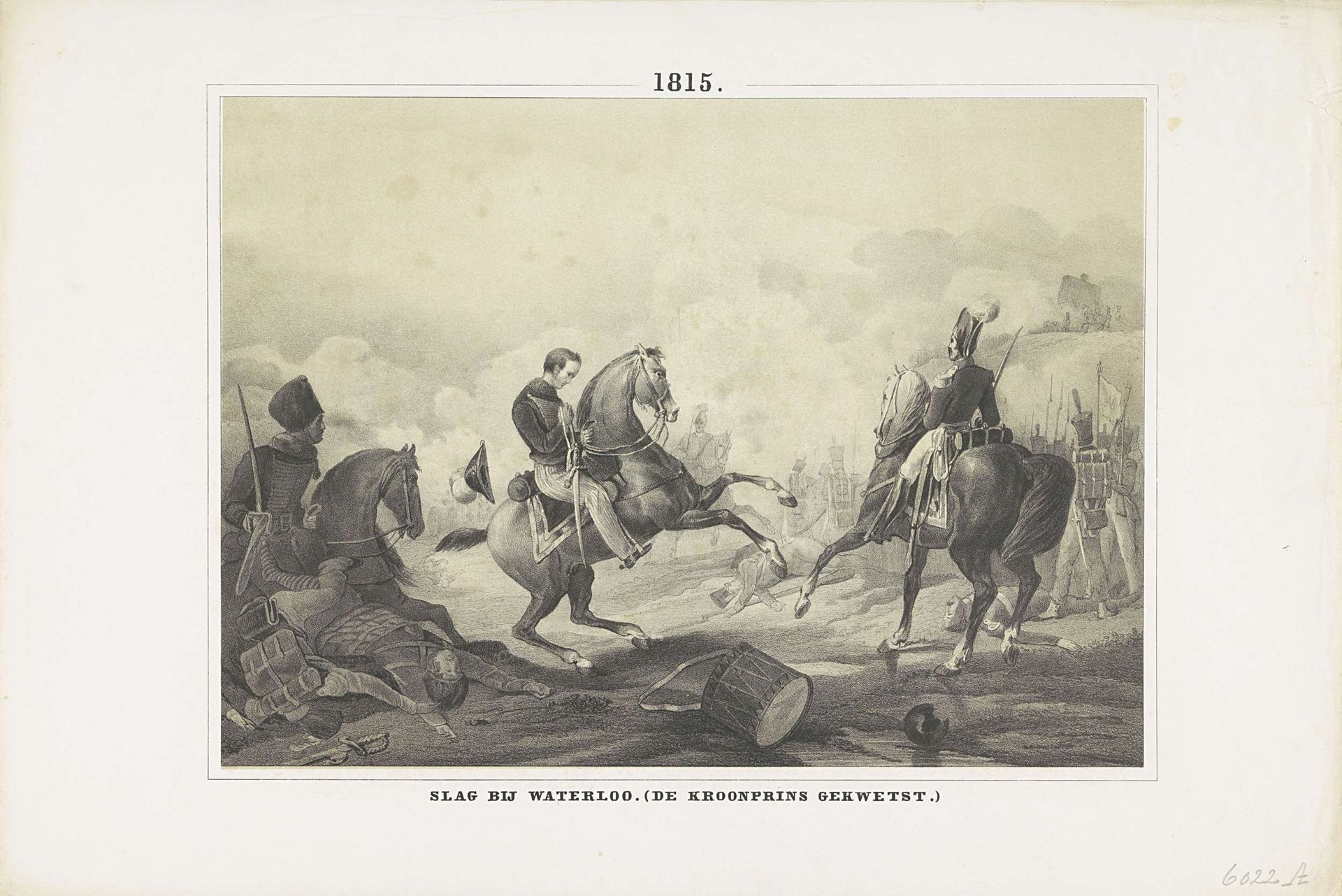 Prins van Oranje raakt gewond tijdens de slag bij Waterloo, 1815 by Anonymous