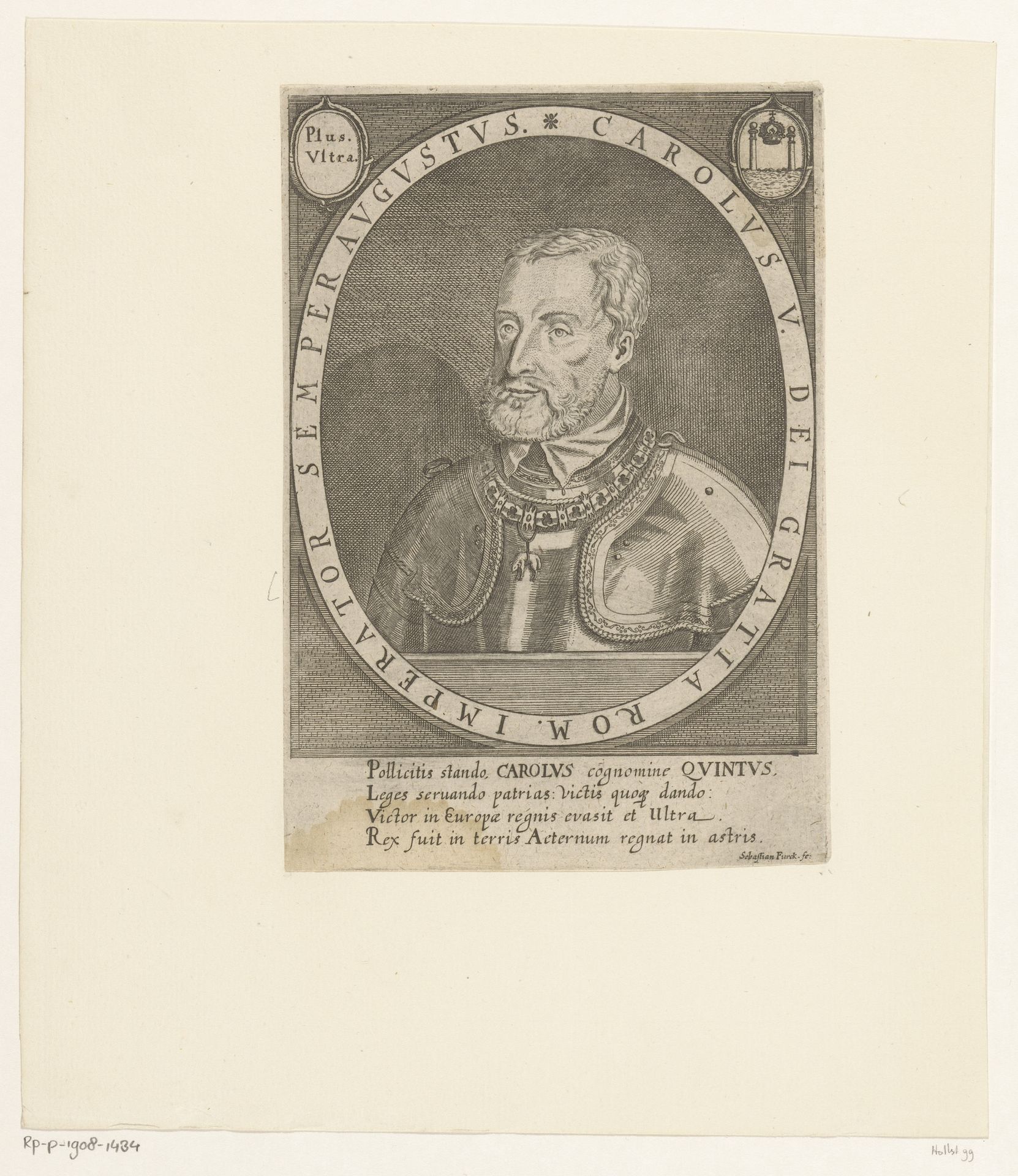 Portret van Karel V by Sebastian Furck