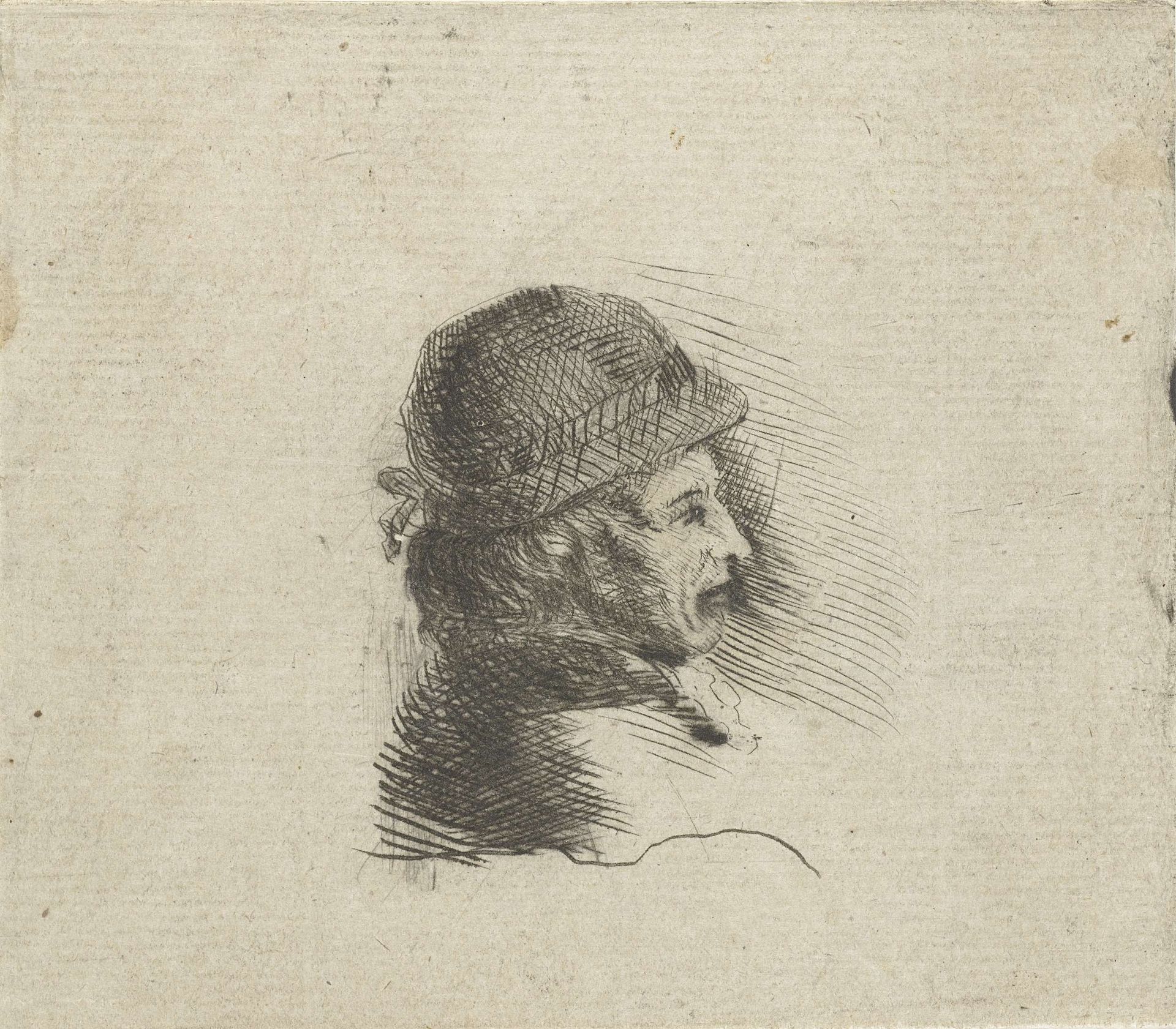 Manshoofd met hoed naar rechts by Louis Bernard Coclers