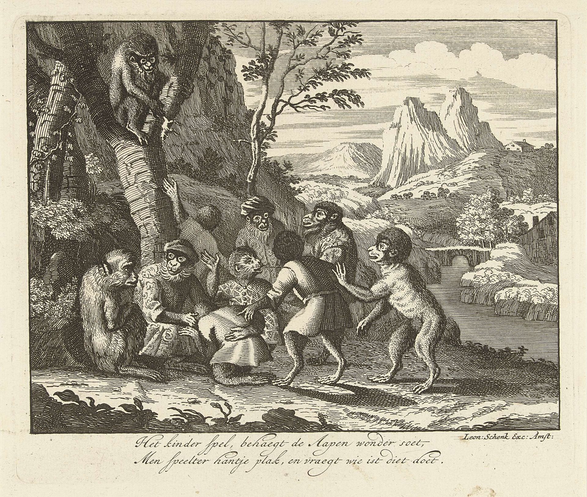 Apen spelen het handje-plak-spel by Leonard Schenk