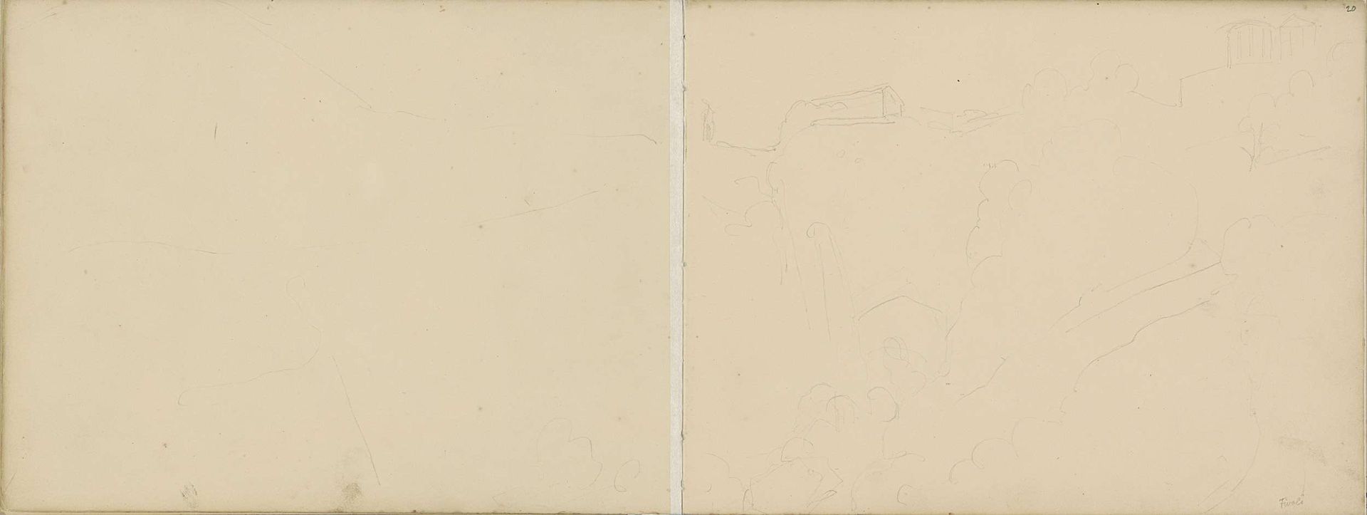 Landschap te Tivoli met de tempel van Vesta by Jacobus Everhardus Josephus van den Berg