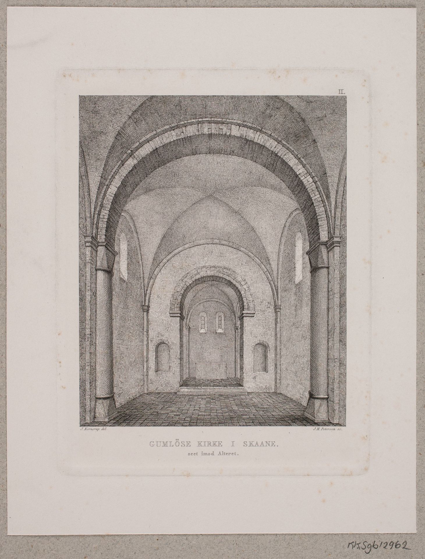 Gumlöse kirke i Skåne set imod alteret by Julius Magnus-Petersen