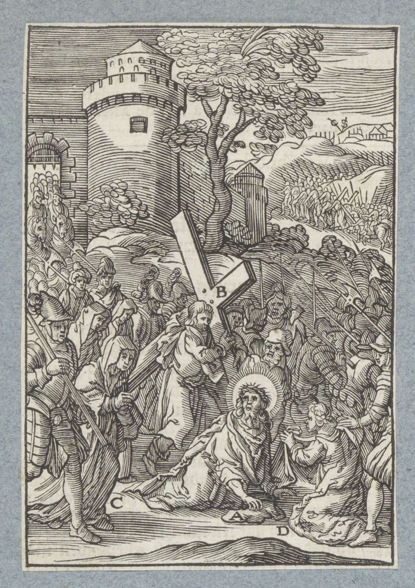Christus valt tijdens de kruisdraging by Christoffel van (II) Sichem