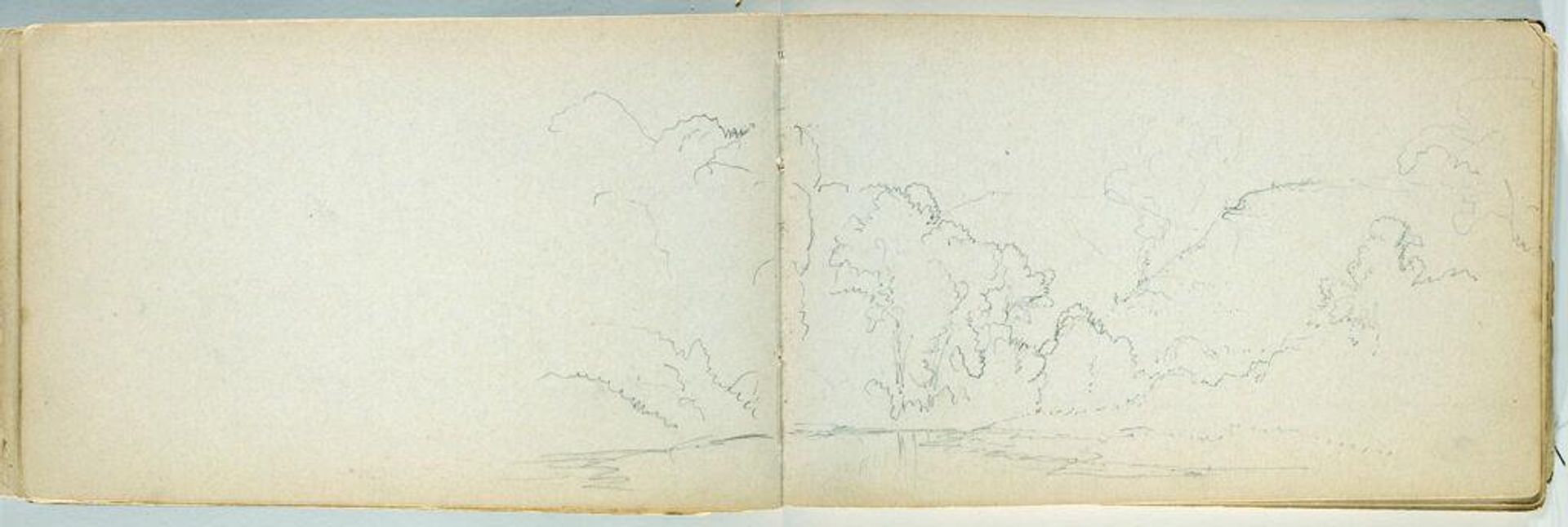 Landscape with River; verso: blank page by Benjamin Champney