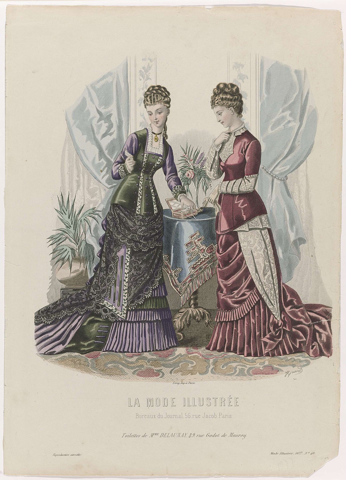 La Mode Illustrée, 1877, No. 46 : Toilettes de Mme Delaunay (...) by Huard