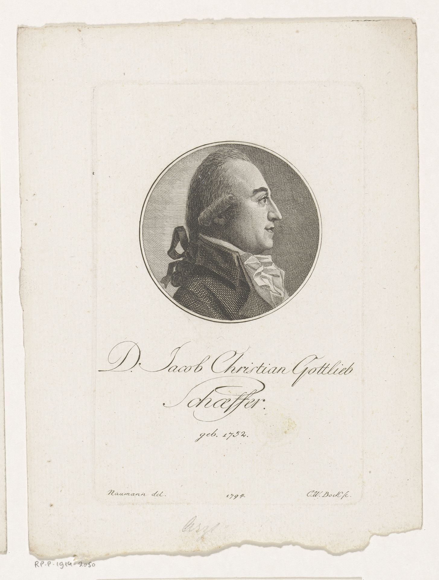 Portret van Jacob Christian Gottlieb von Schaeffer by Christoph-Wilhelm Bock