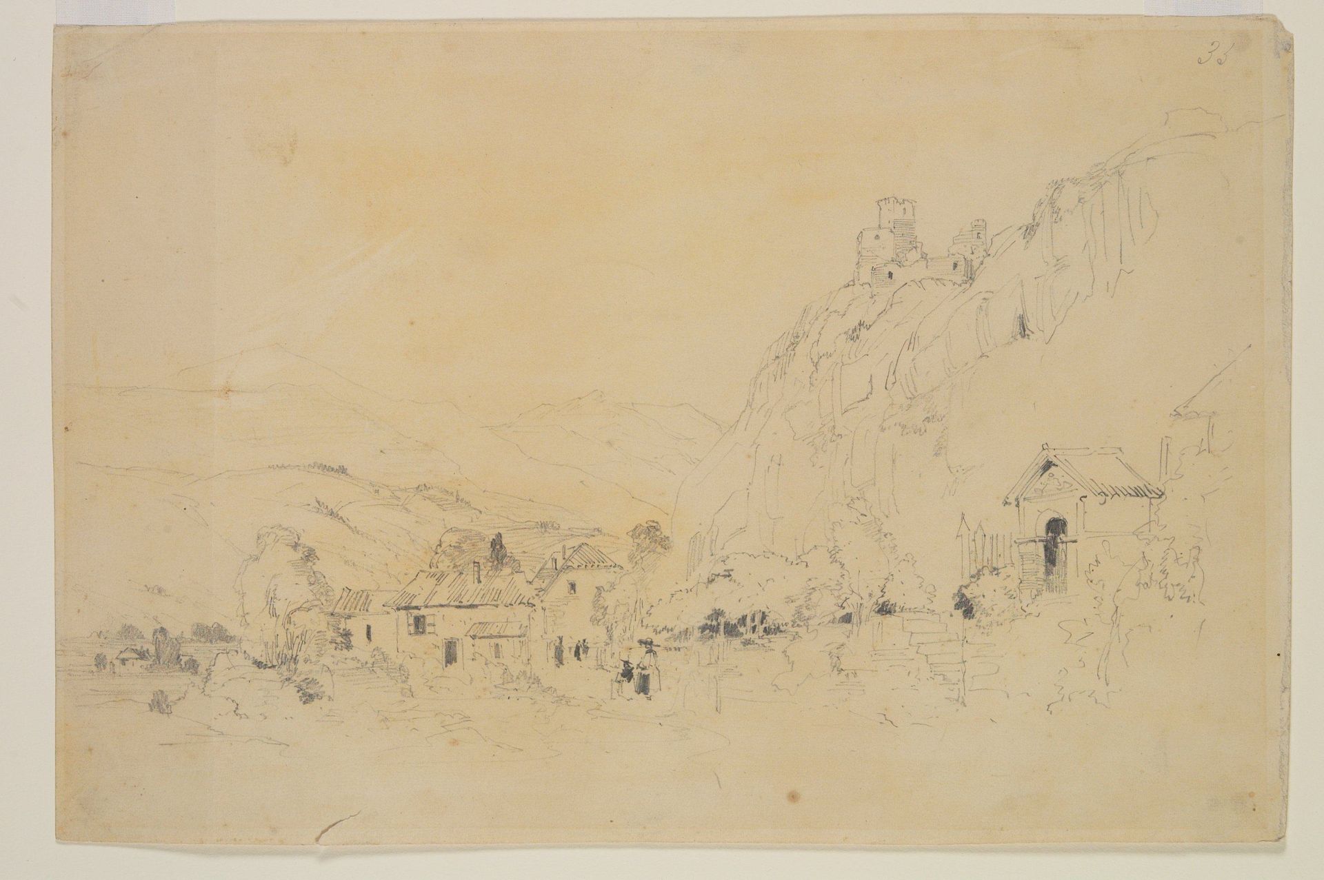 Sion with the ruins on Mount Tourbillon by Richard Parkes Bonington