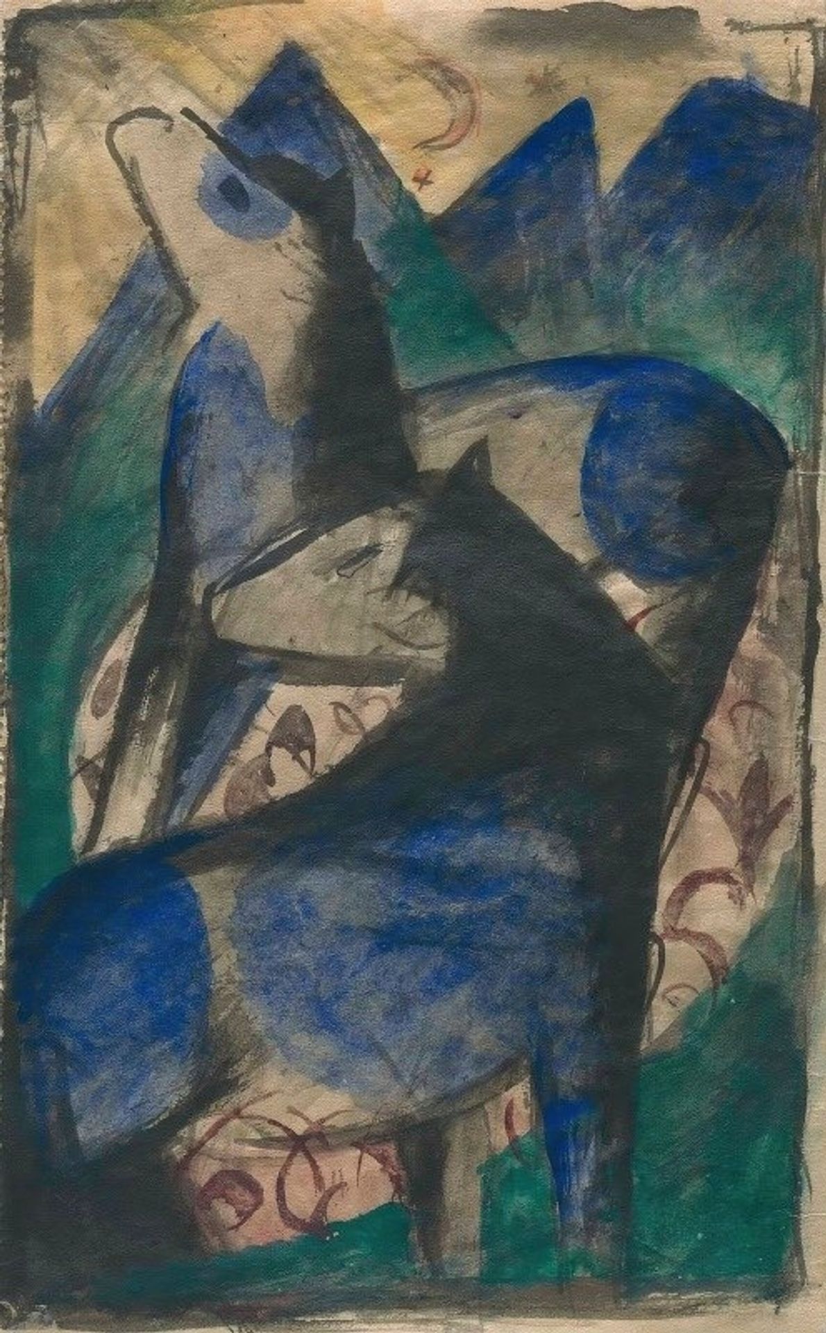 Two Blue Horses by Franz Marc