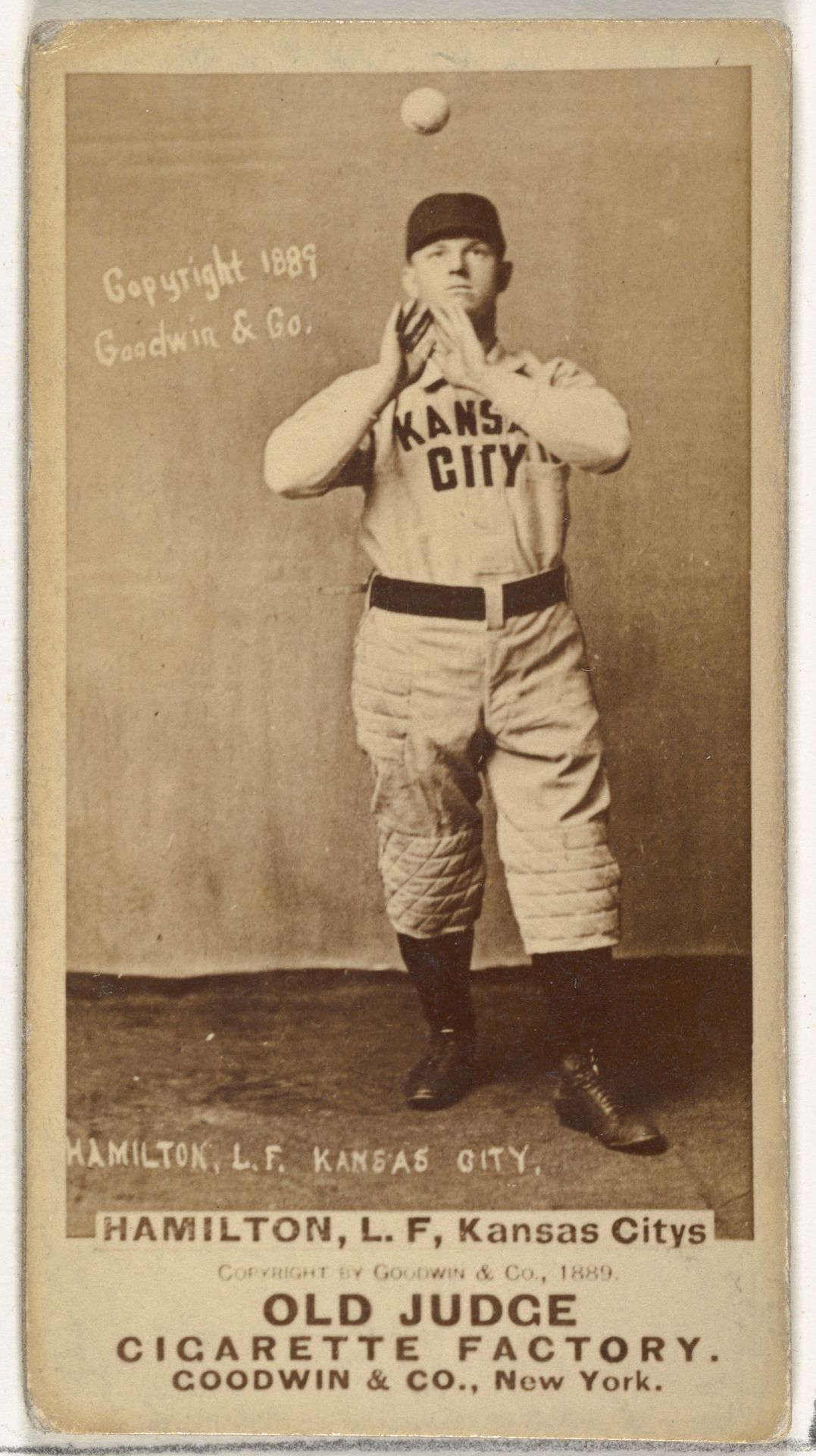 William Robert "Sliding Billy" Hamilton, Left Field, Kansas City Cowboys, from the Old Judge series (N172) for Old Judge Cigarettes by Goodwin & Company