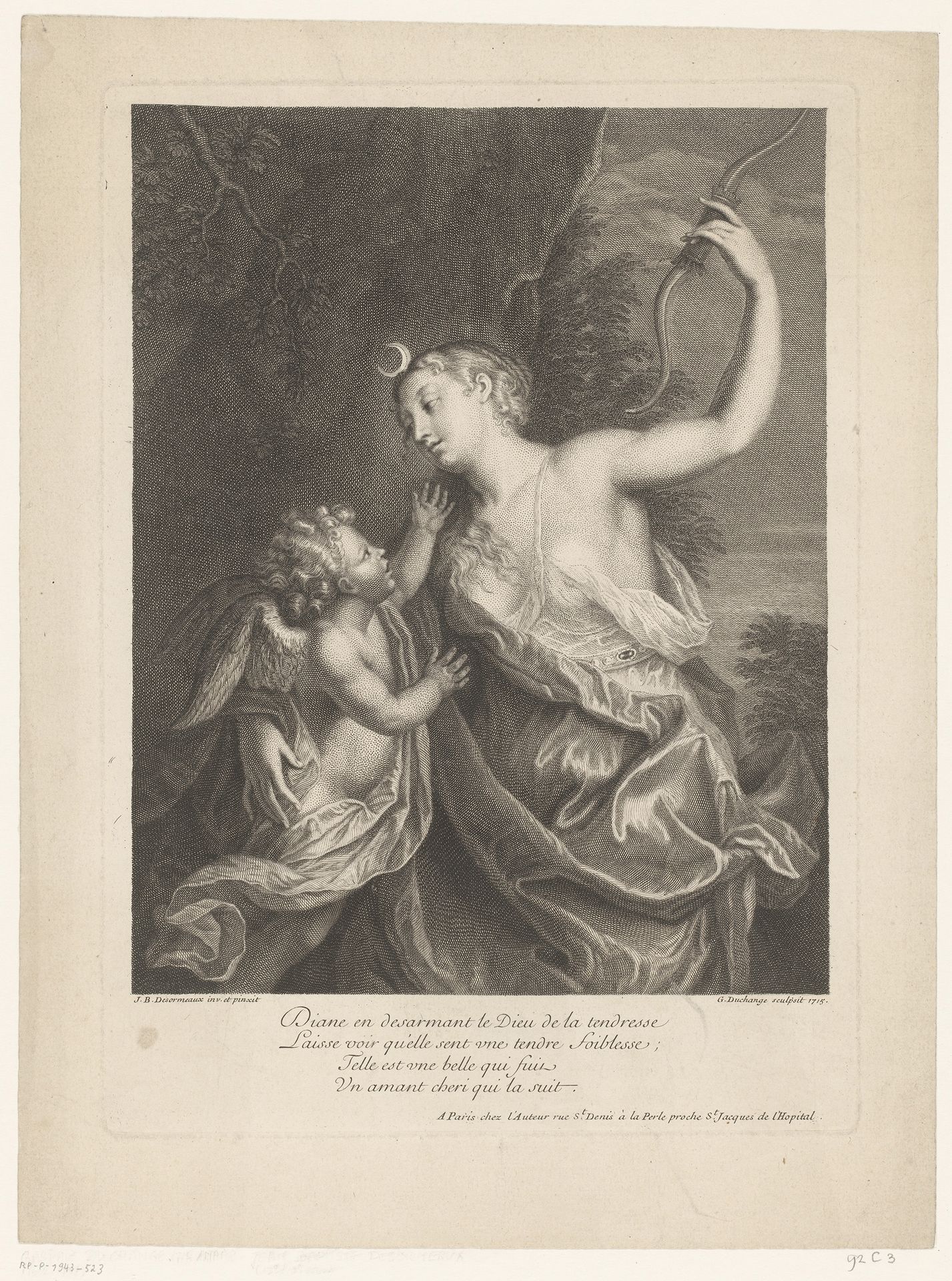 Diana ontwapent Amor by Gaspard Duchange