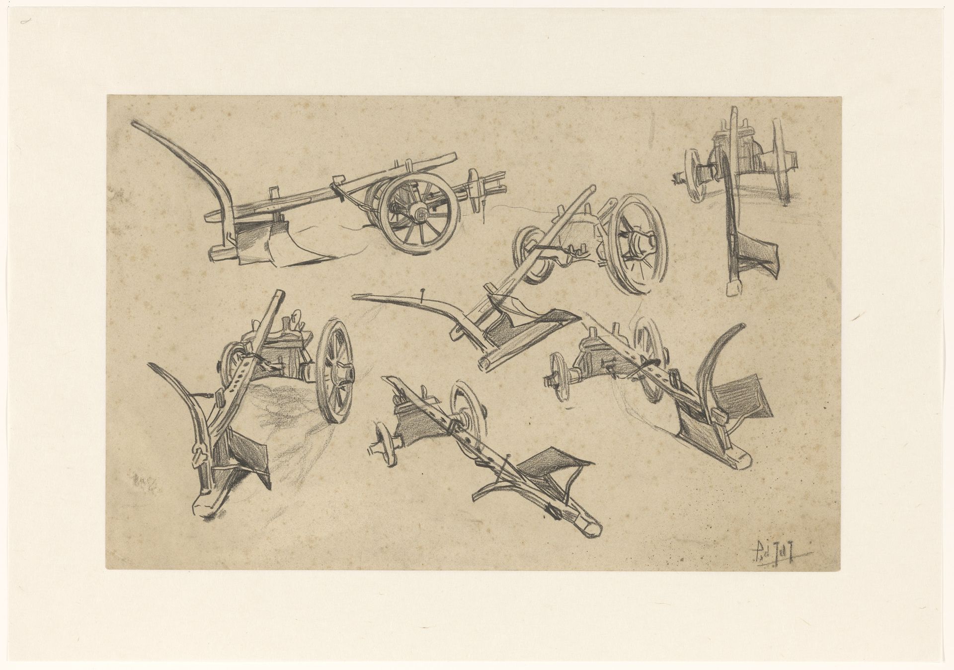Studieblad met ploegen by Pieter de Josselin de Jong