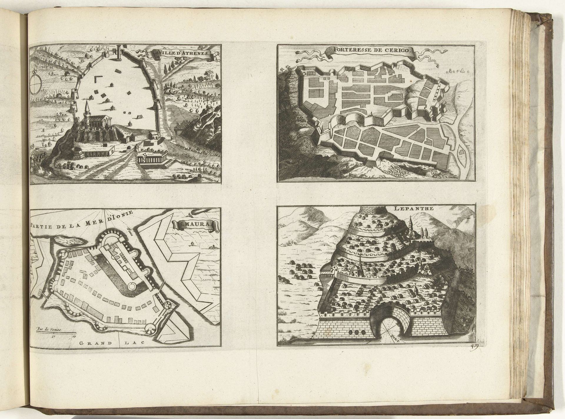 Plattegronden en gezichten op Athene, Cerigo, Santa Maura en Lepanto, 1726 by Anonymous