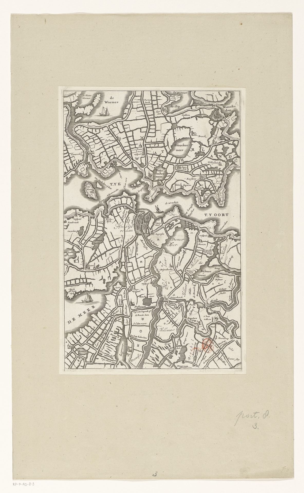 Kaart van het gebied rond Amsterdam by Anonymous