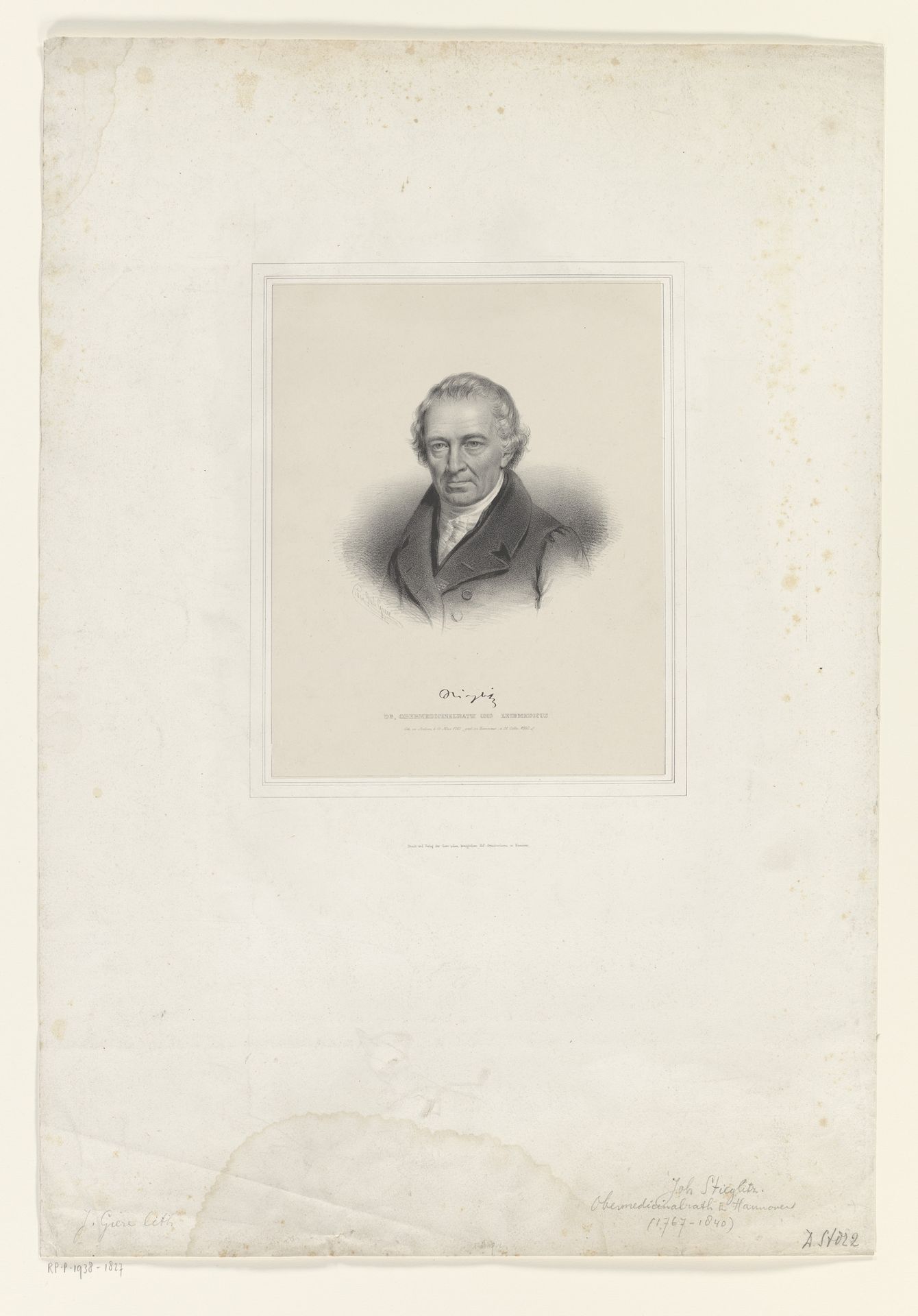 Portret van Johann Stieglitz by Julius Giere
