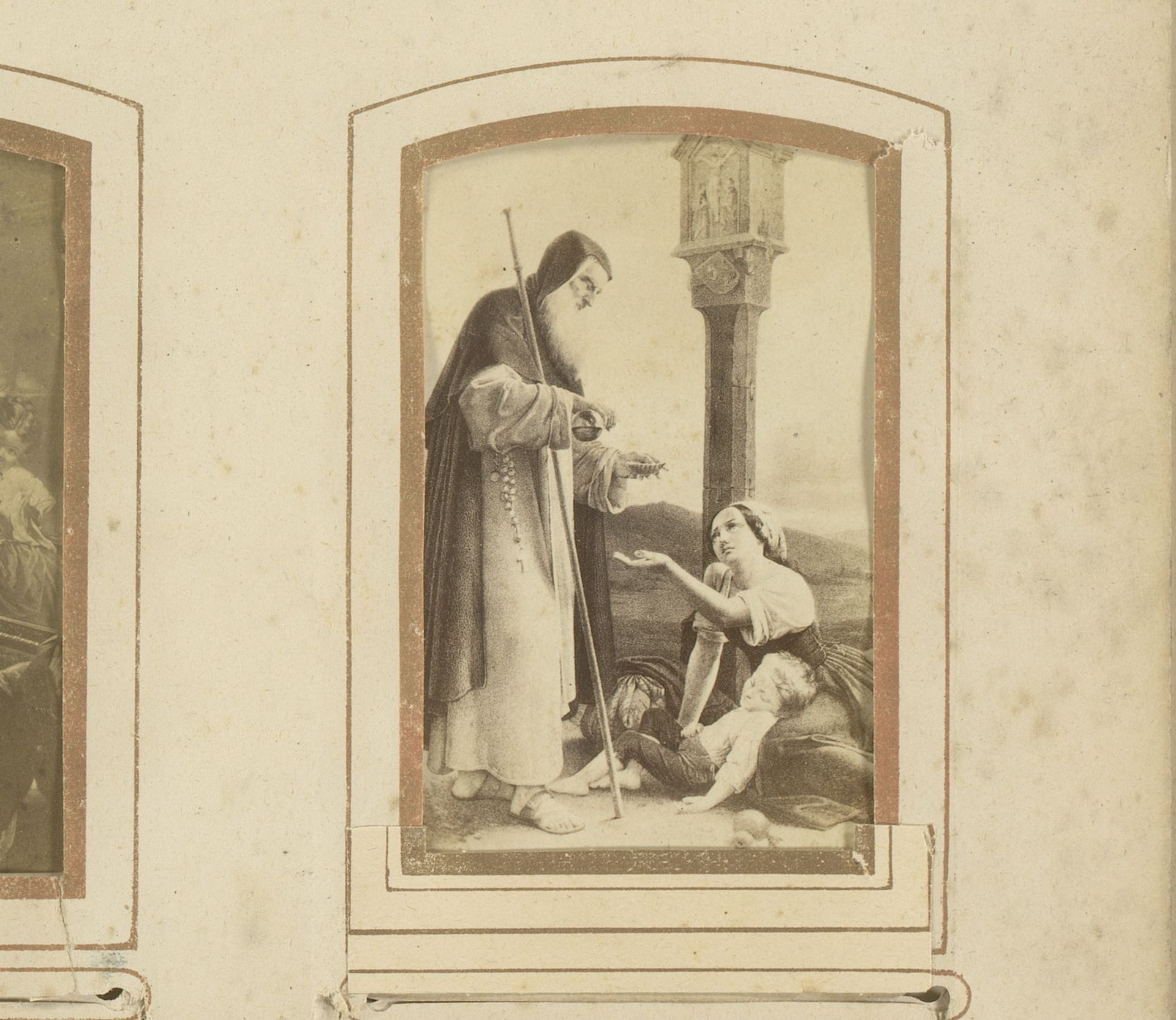 Fotoreproductie van een schilderij van een liefdadige monnik door Eduard Daege by Anonymous
