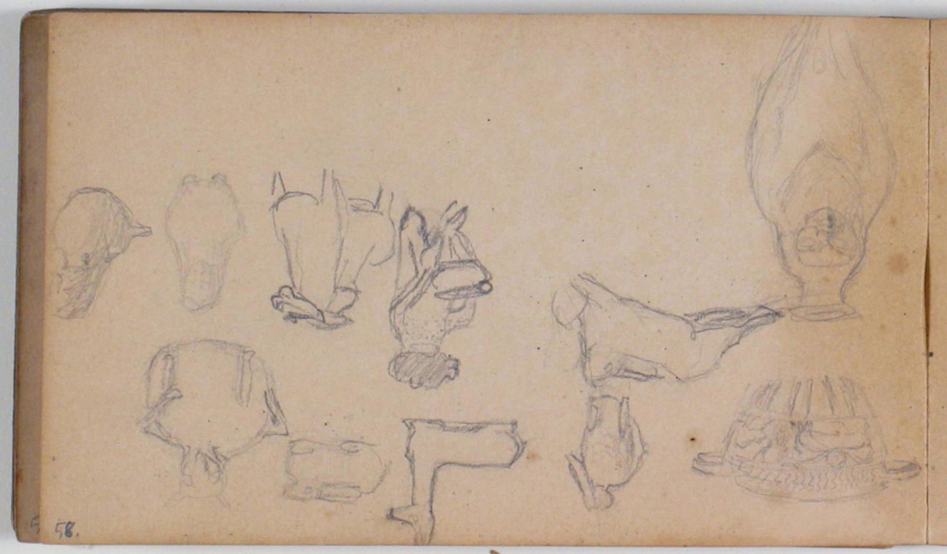 Studier af græsk vase, romanske aquamaniler, dyreskulpturer m.m. by Niels Larsen Stevns