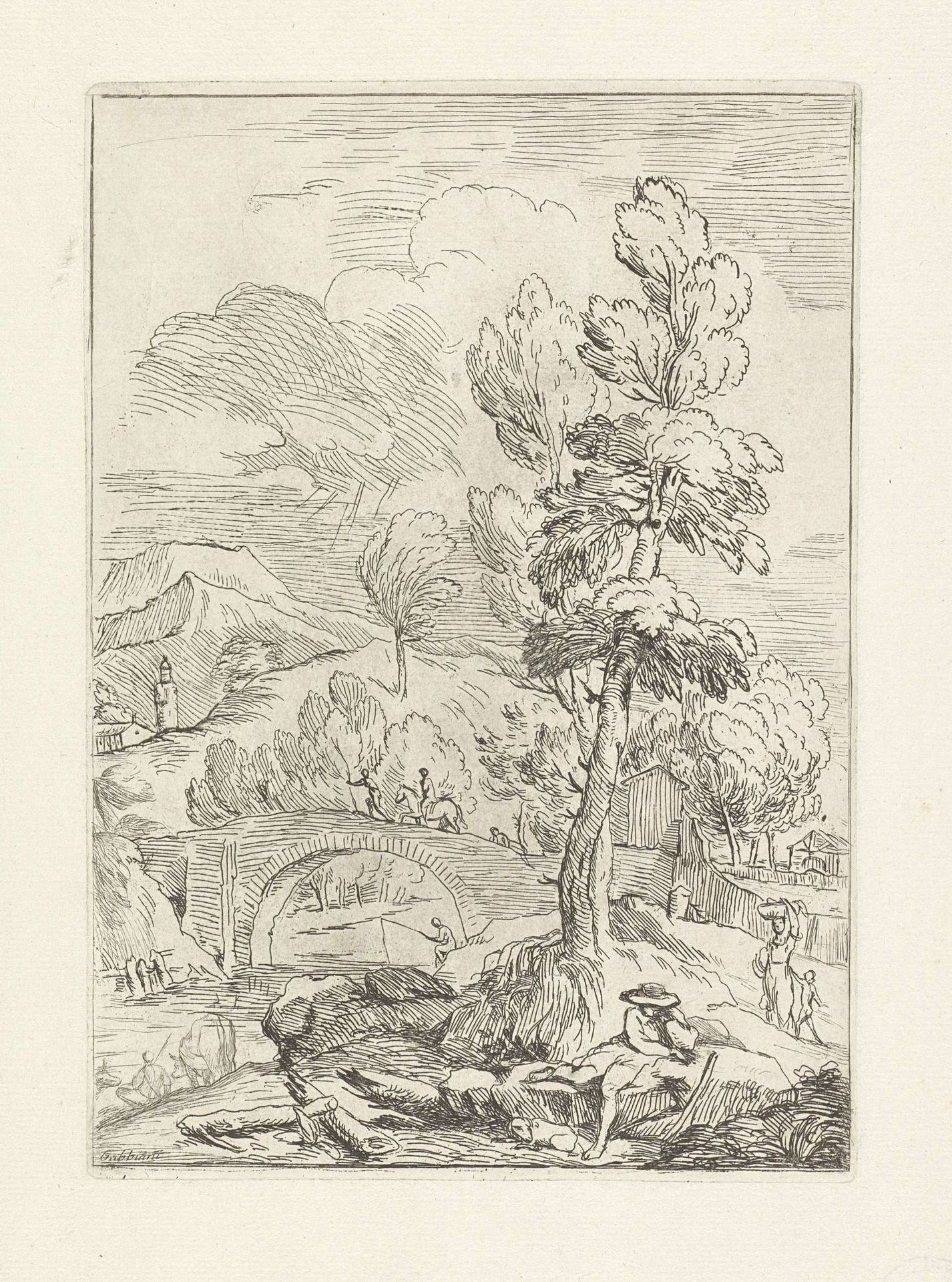 Landschap met brug by Antonio Cioci