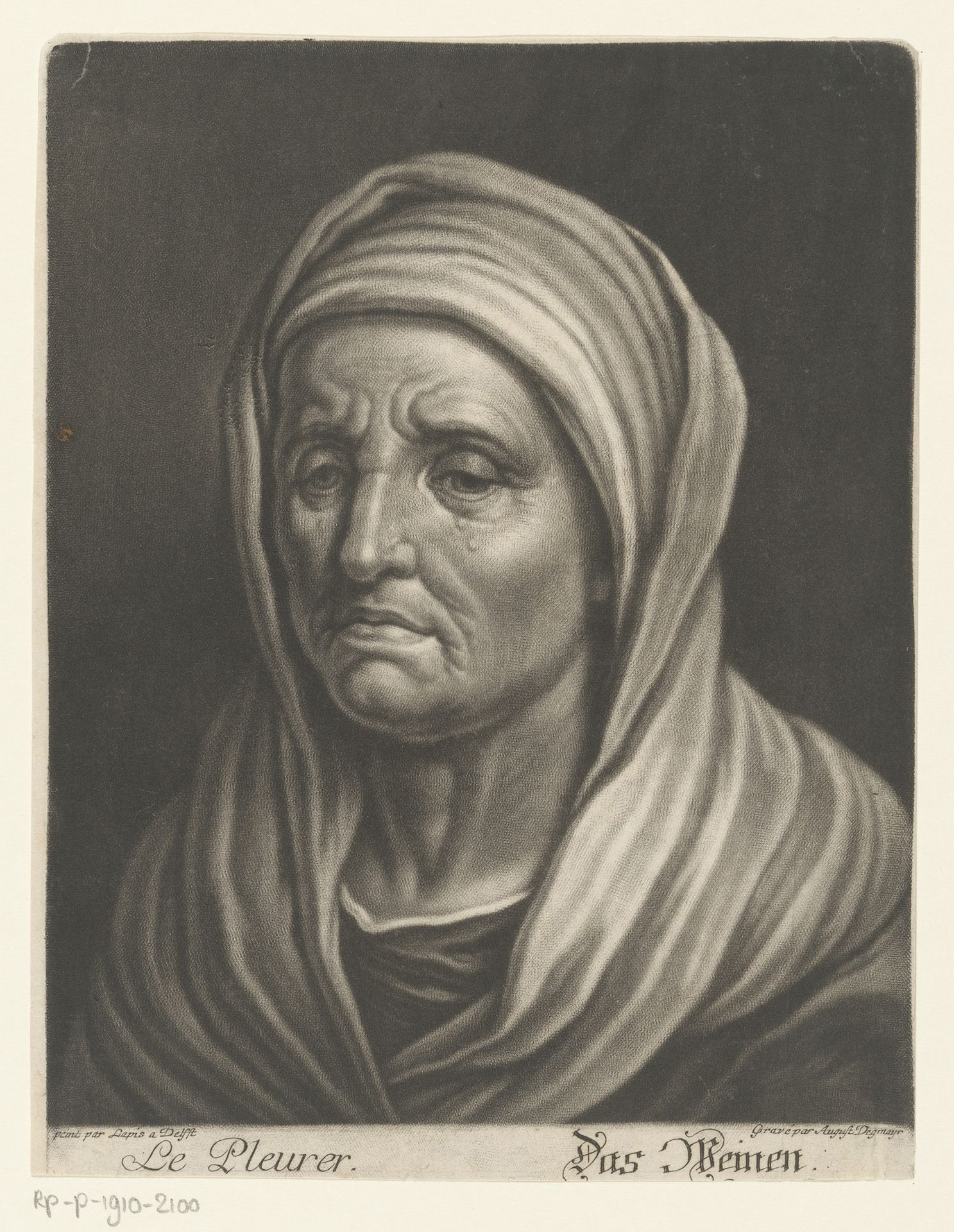 Huilende vrouw by August Hermann Jakob Degmair