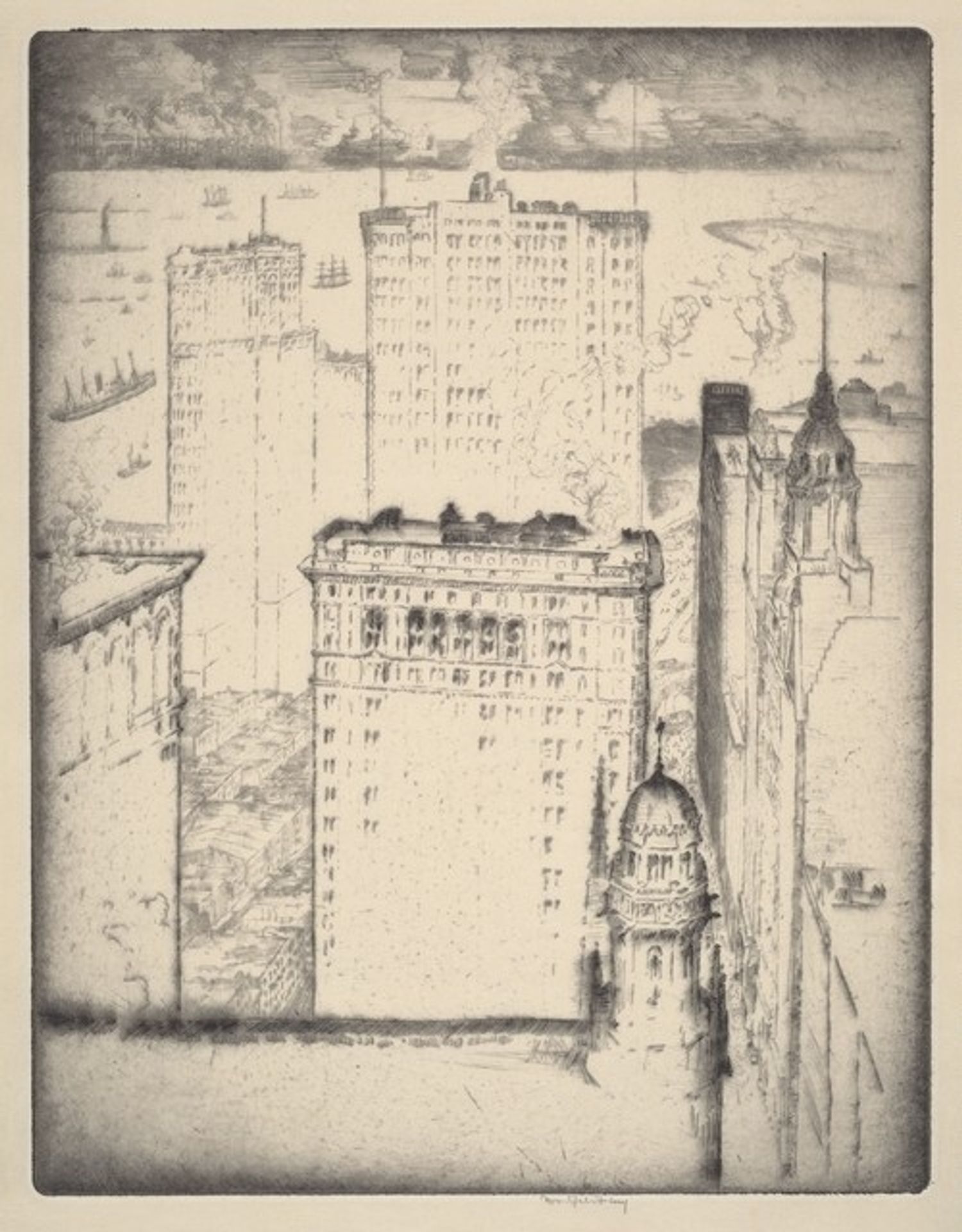 New York Buildings by Bror Julius Olsson Nordfeldt
