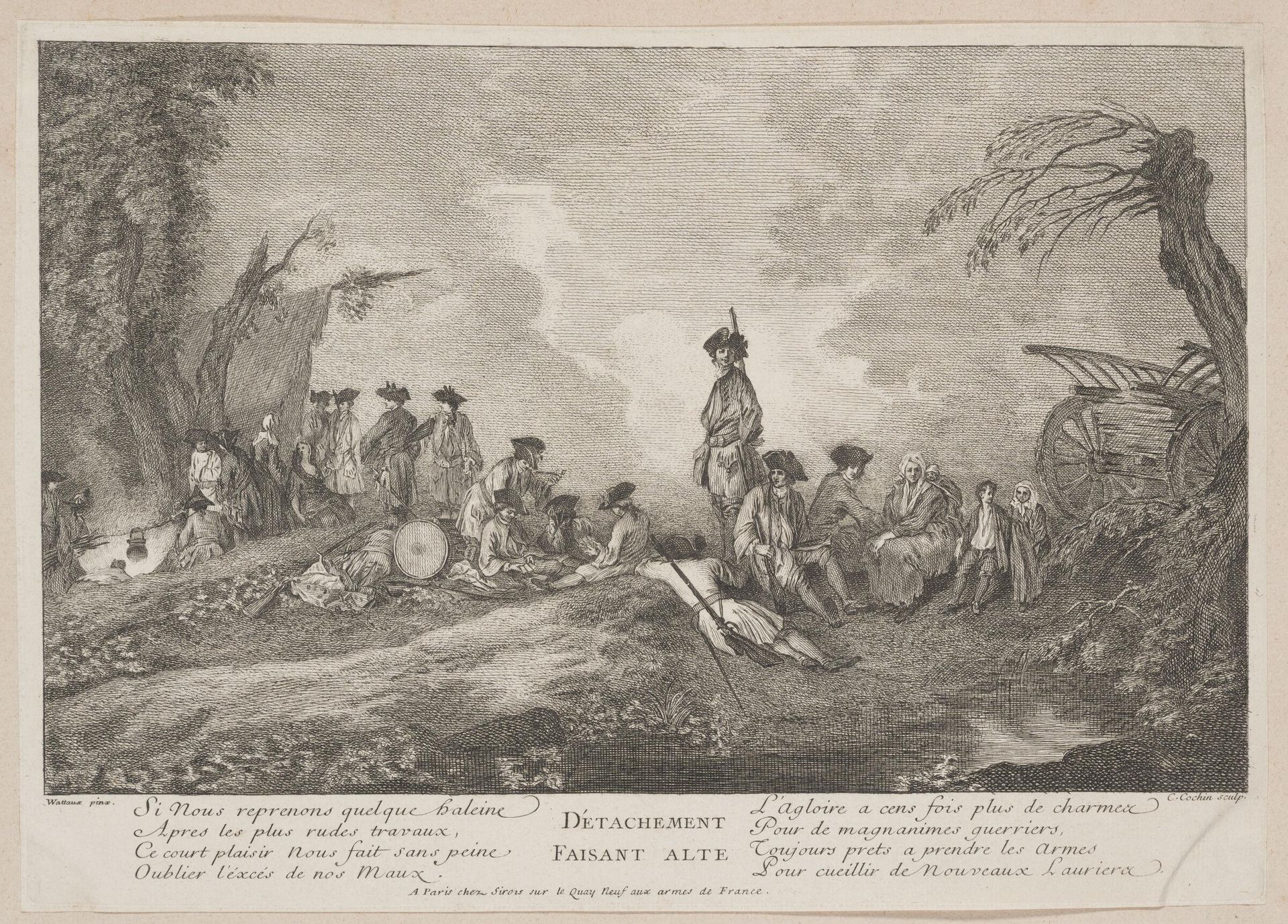 Troops at Rest by Charles Nicolas Cochin lâainÃ©