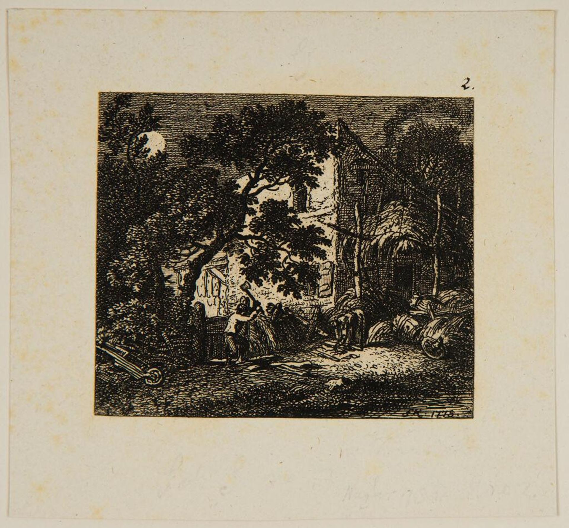 Farmyard by Moonlight by Ferdinand Kobell