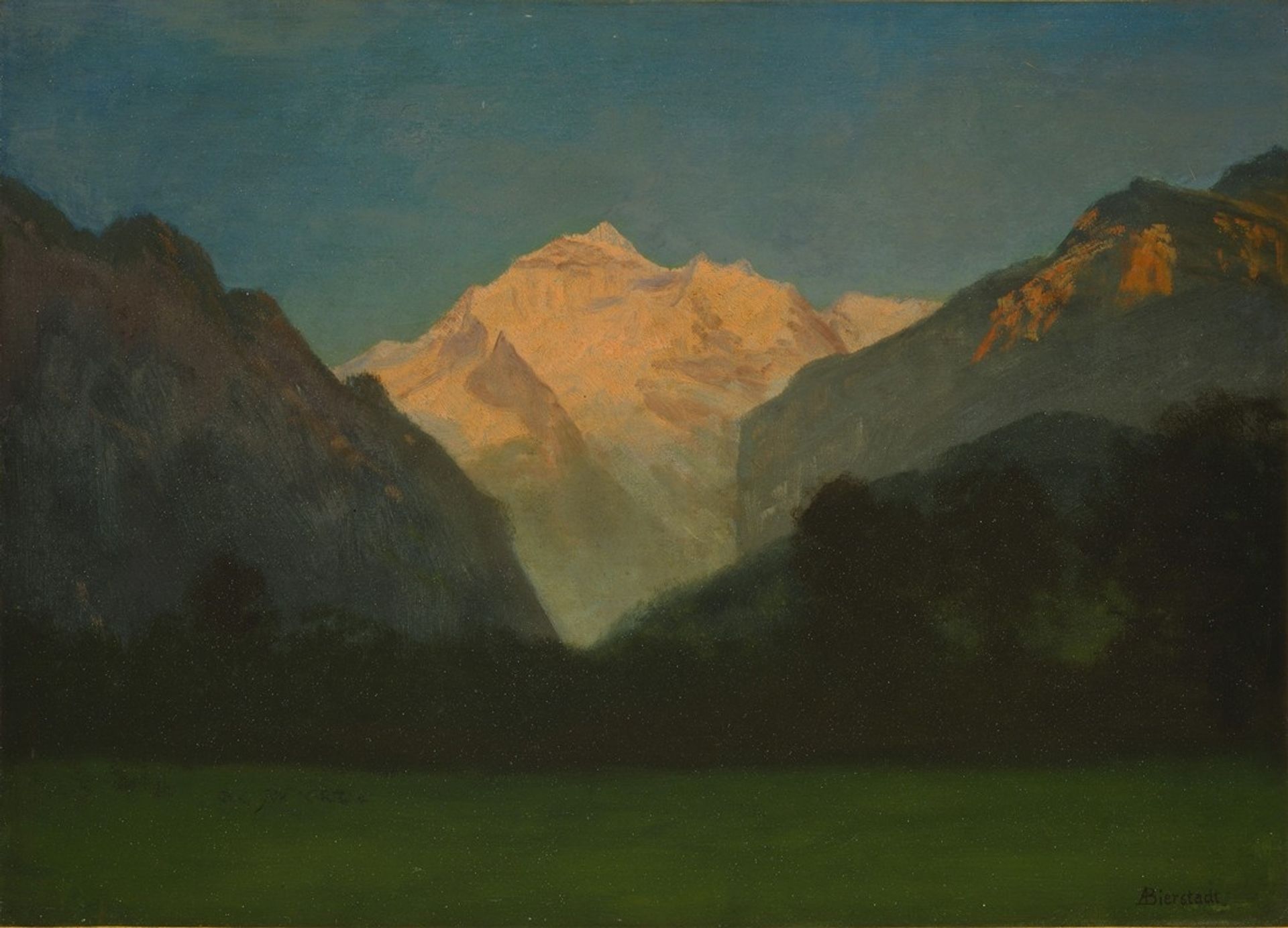View of Glacier Park or Sunset on Peak by Albert Bierstadt