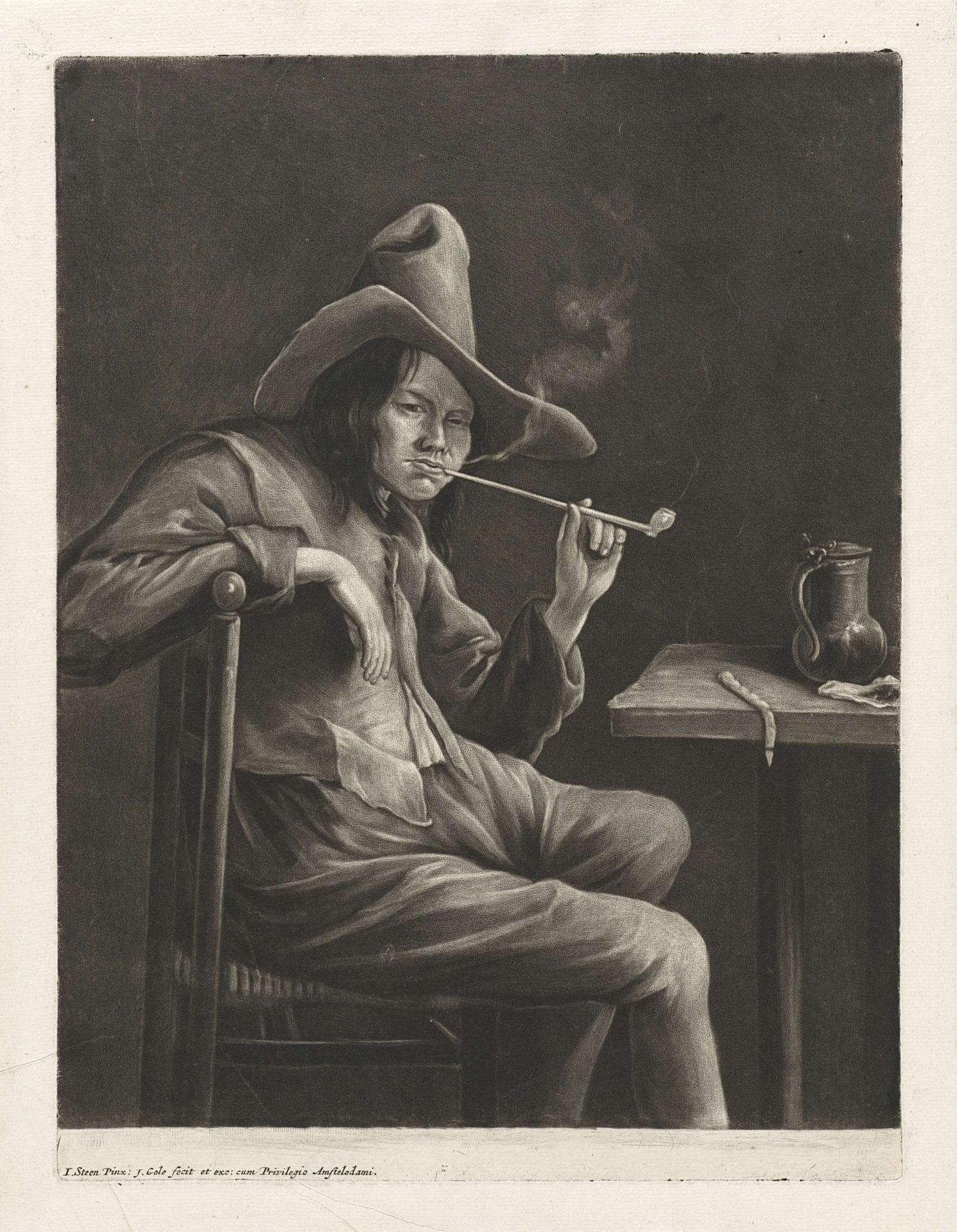 De Reuk: pijprokende man by Jacob Gole